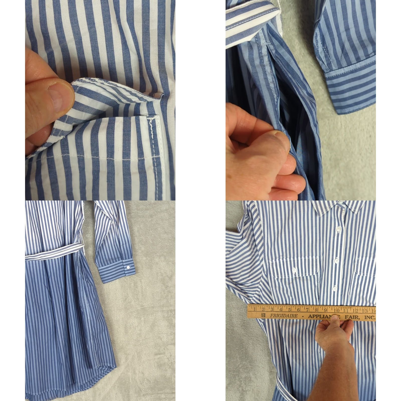 Lands' End Lands' End Shirt Dress 1X Blue Ombre Button Front Collared Long Sleeve Knee Length Plus Size Womens Vintage No N/A Size XL / US 12-14 / IT 48-50 - 8 Thumbnail