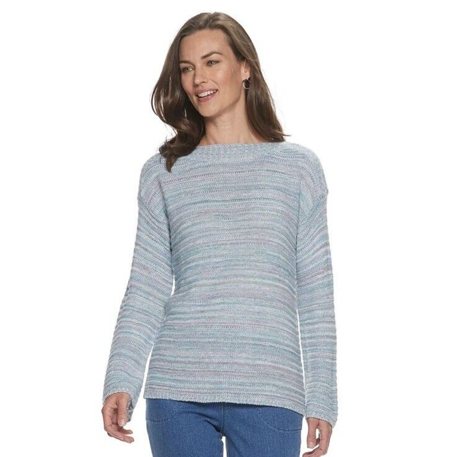 Croft & Barrow Croft & Barrow | Striped Boatneck Knit Sweater Flared Sleeve Size M / US 6-8 / IT 42-44 - 1 Thumbnail