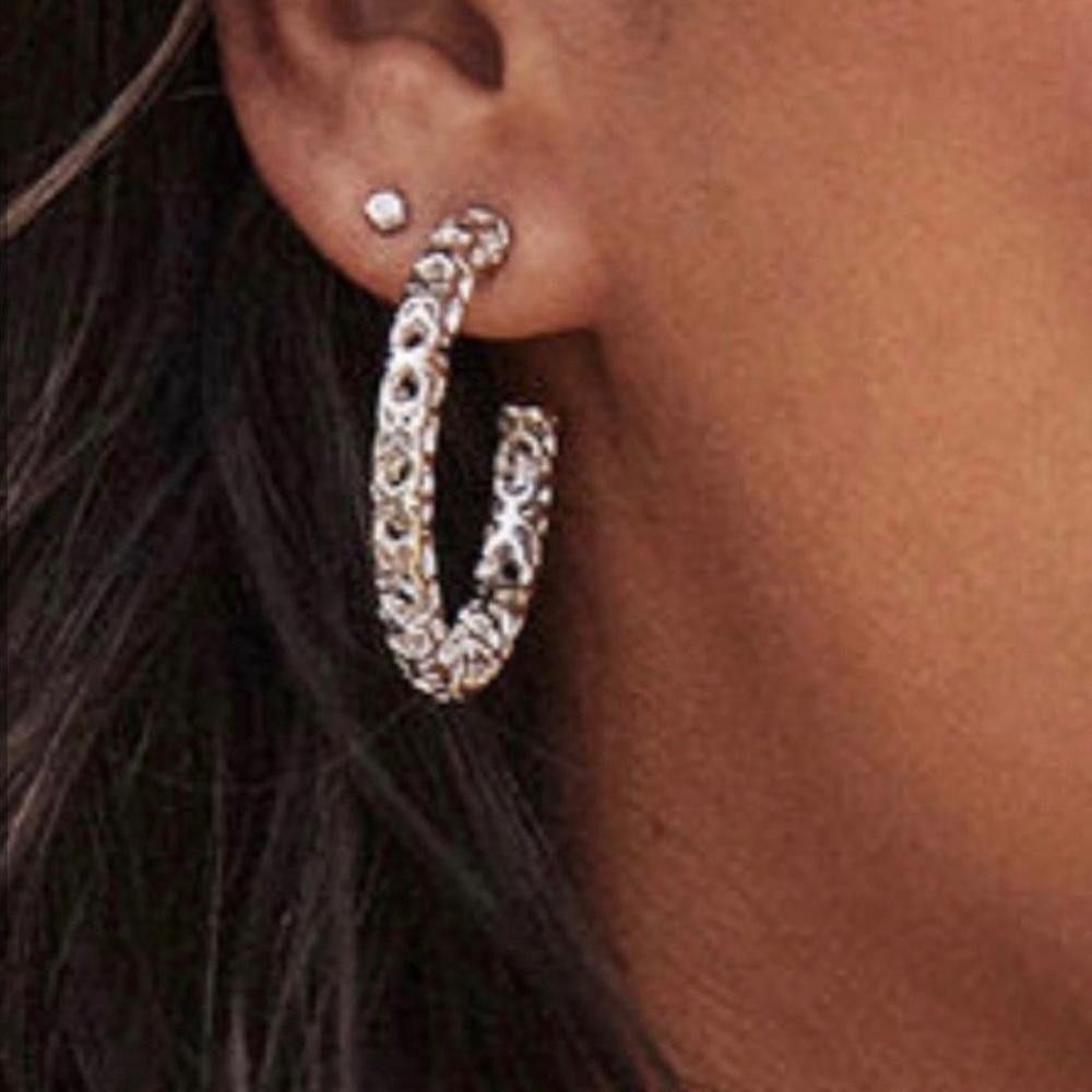 Kendra Scott Kendra Scott Maggie Silver Hoop Earrings Rhodium Filigree Size ONE SIZE - 2 Thumbnail