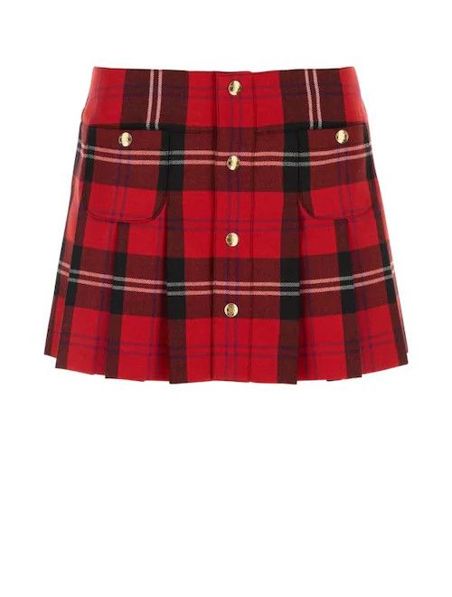 Celine o1w1db10925 2J744696X Wool Pleated Mini Skirt in Red Size 30" / US 8 / IT 44 - 1 Preview