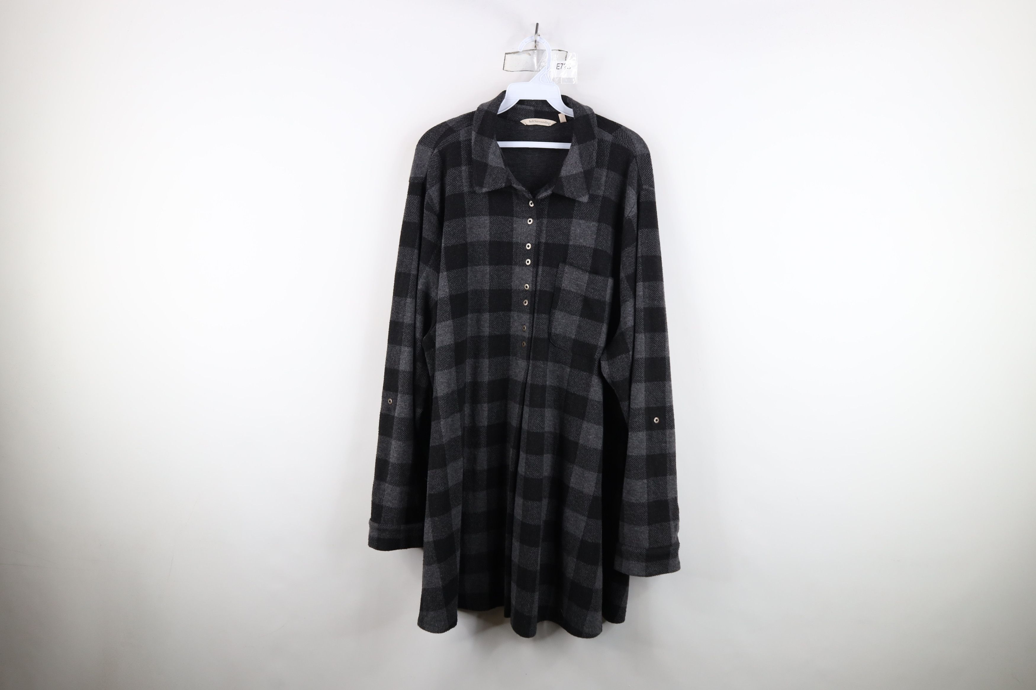 Soft Surroundings Soft Surroundings Collared Fleece Henley Tunic Sweater Plaid Size 3XL / US 20-22 - 1 Thumbnail