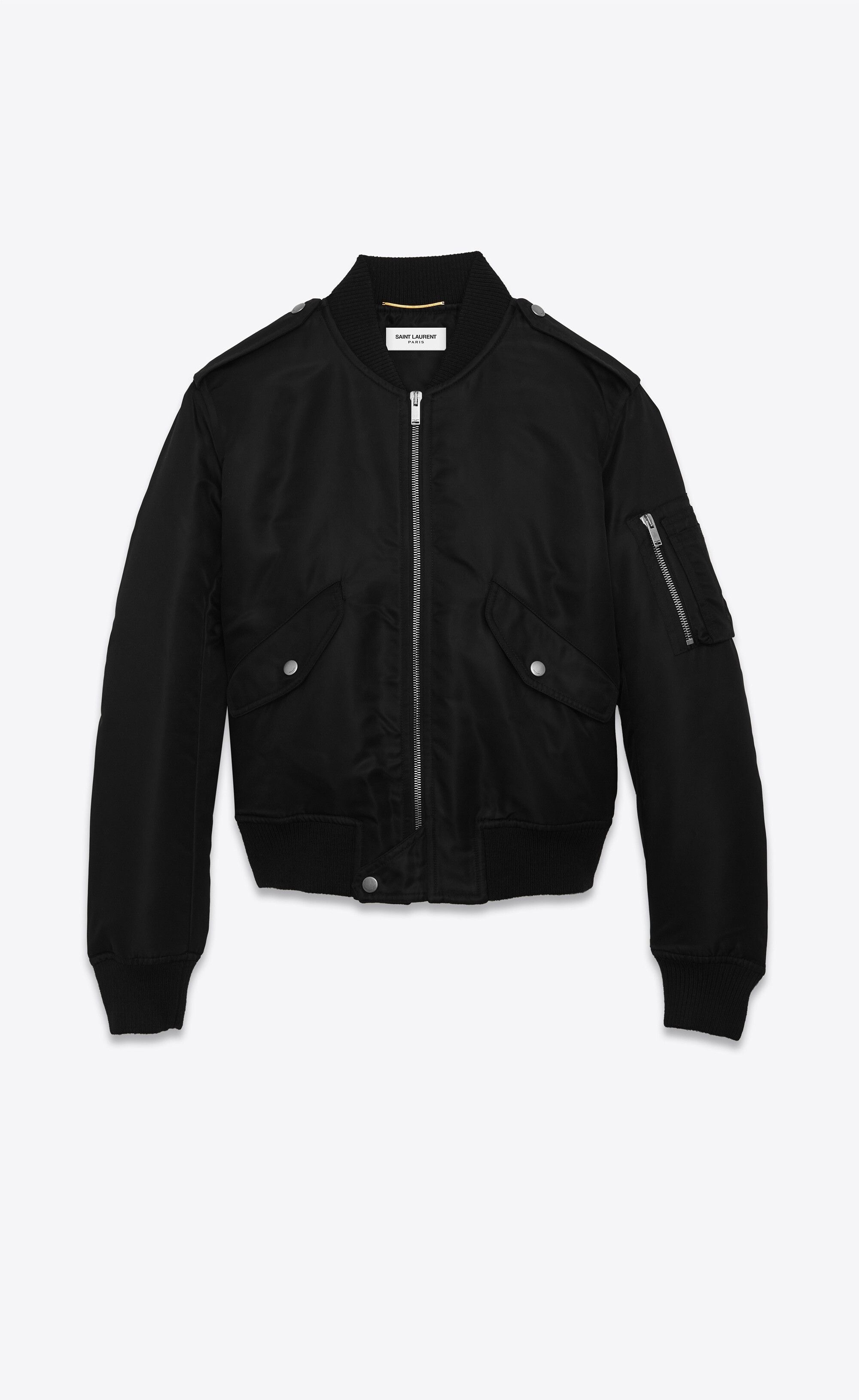Saint Laurent Paris o1bcso1str1124 Bomber Jacket in Nylon in Black Size XXS / US 00 / IT 34 - 1 Thumbnail
