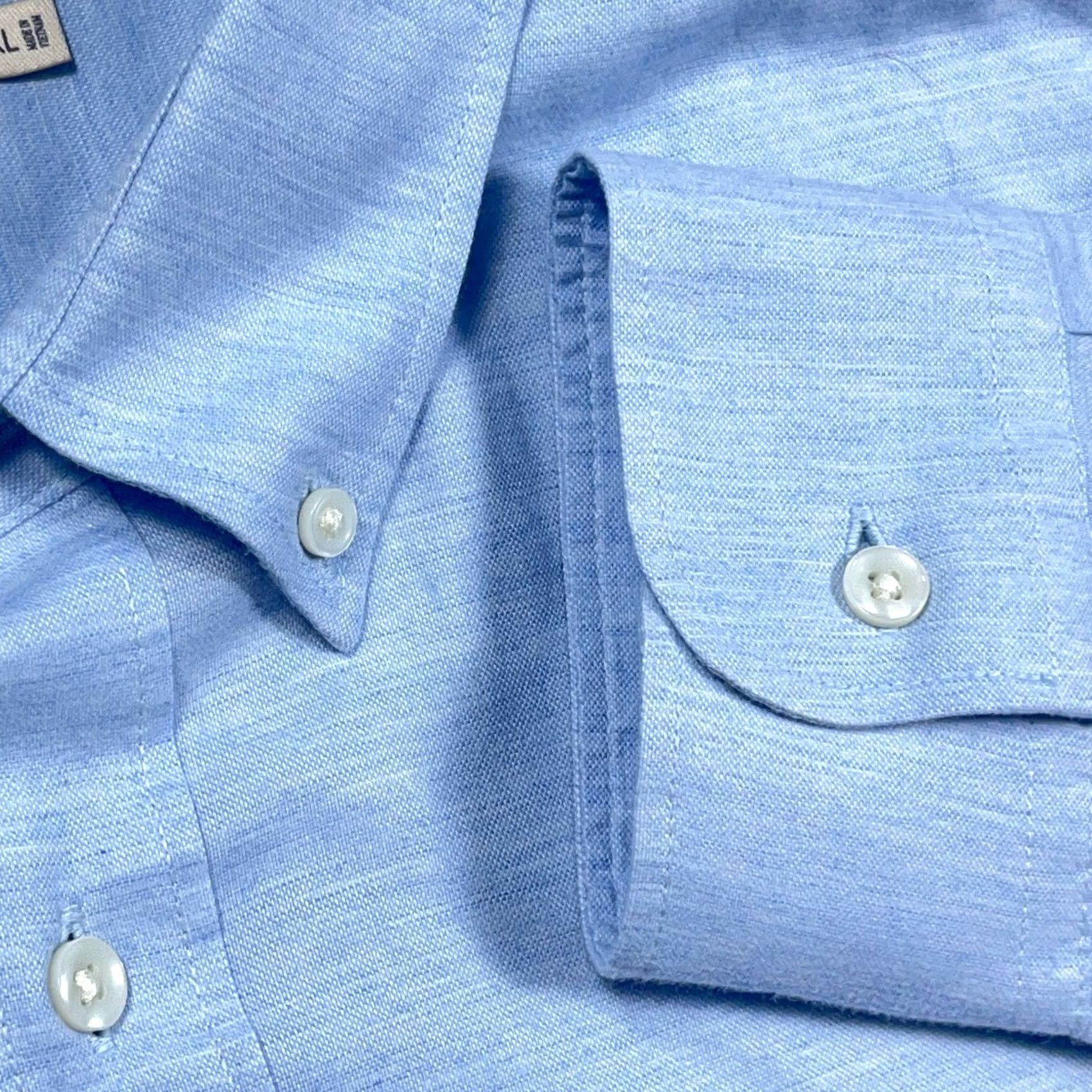 Faherty Faherty Shirt Men XL Light Blue Button Up Pocket Cotton Lyocell Blend Camp Dress Size 46R - 5 Thumbnail