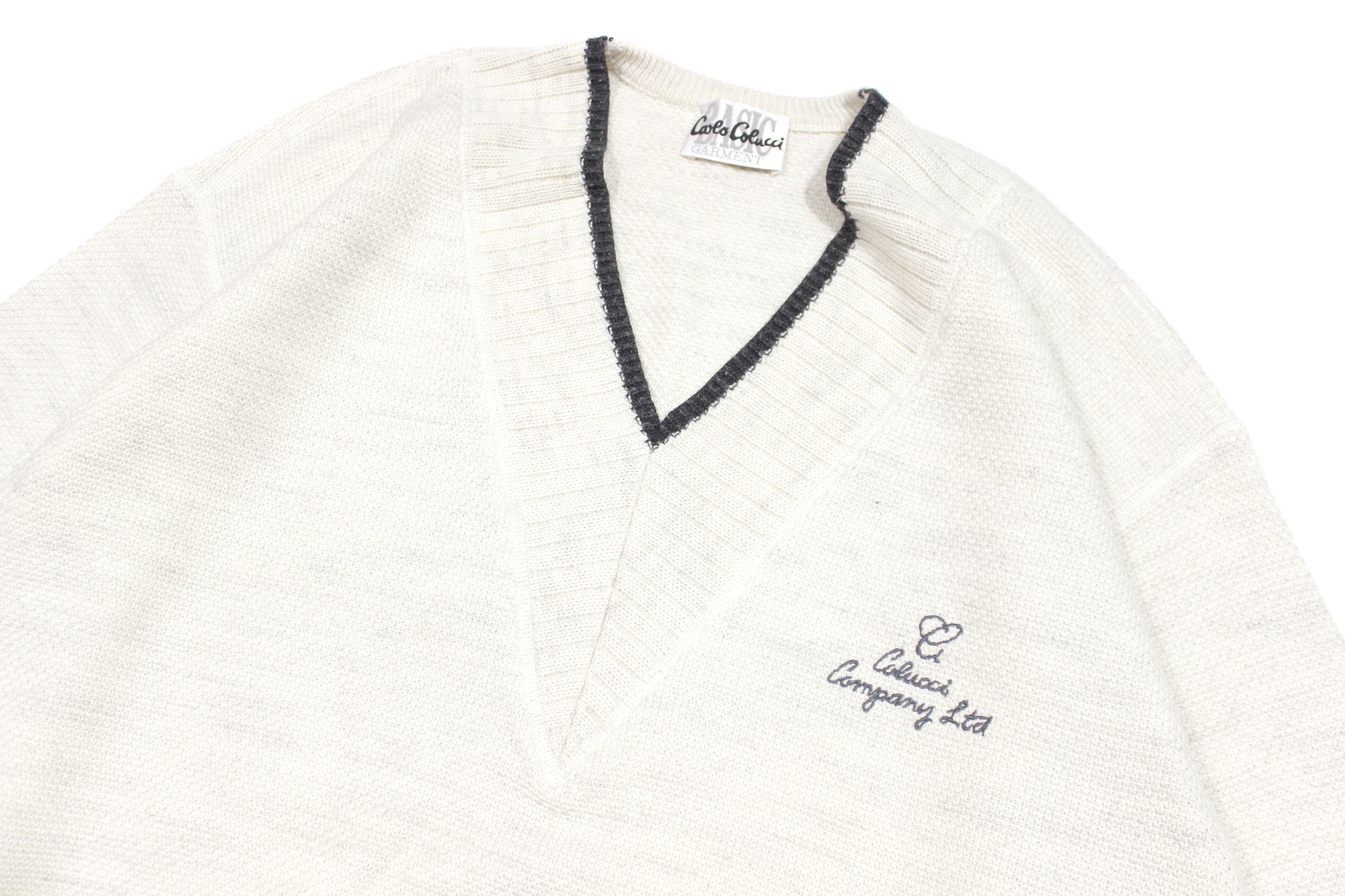 Carlo Colucci 90S Logo Baggy V Neck Wool Acryl Knit Sweater Size US L / EU 52-54 / 3 - 3 Thumbnail