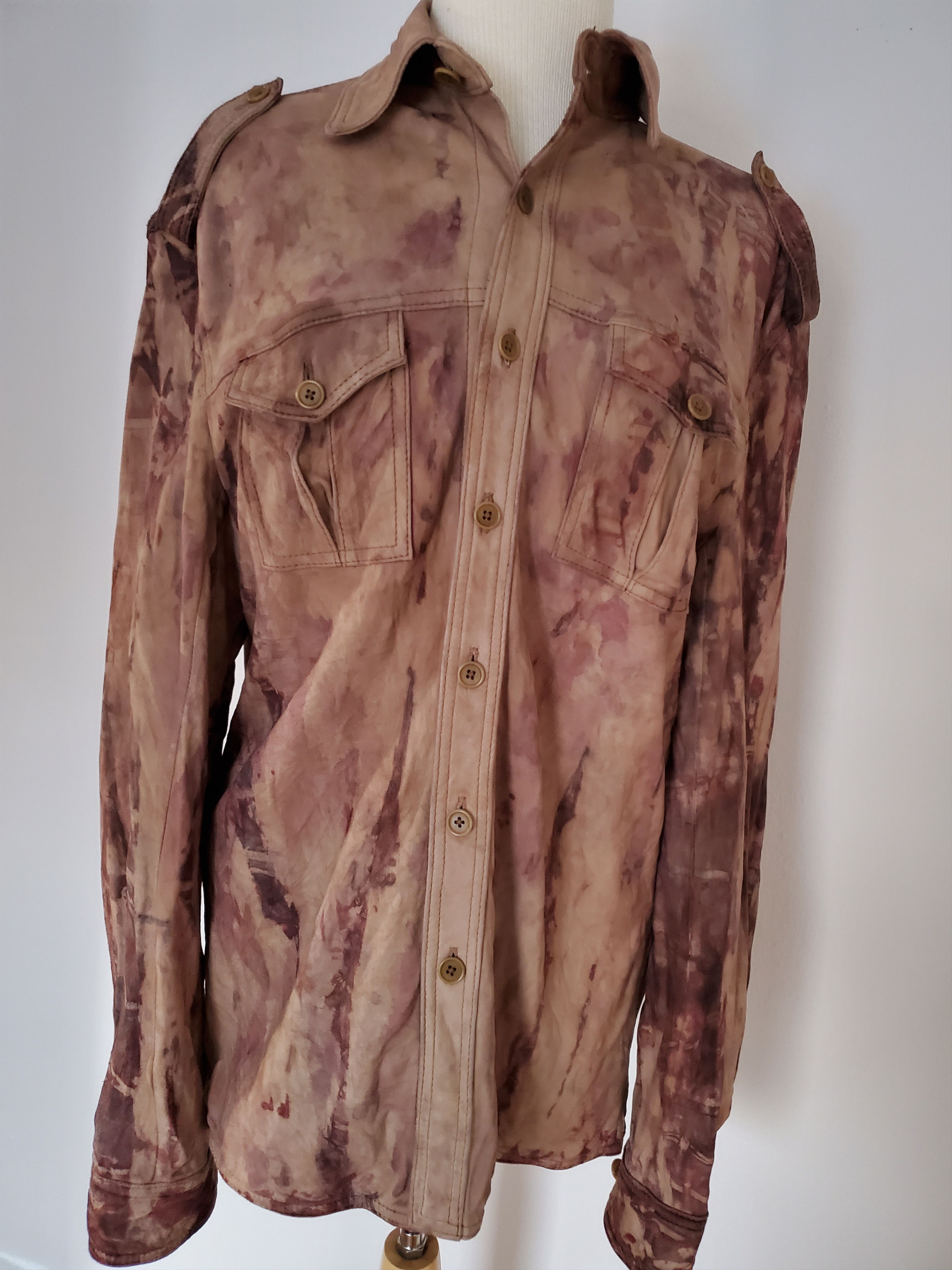 John Varvatos leather shirt tie dyed blazer beige brown cowboy Sm Med 50 Size US M / EU 48-50 / 2 - 1 Thumbnail
