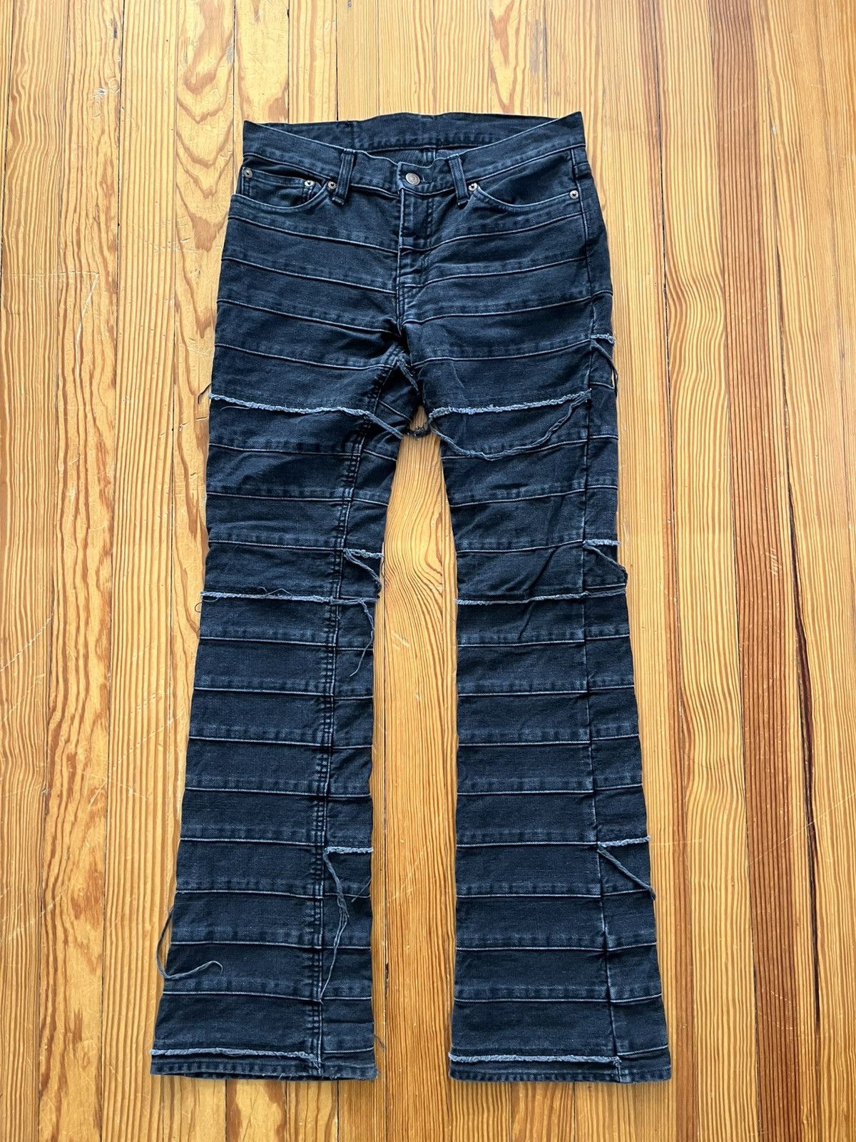 GRAIL 90s Hysteric Glamour Hagi Patchwork Flare Jeans Black