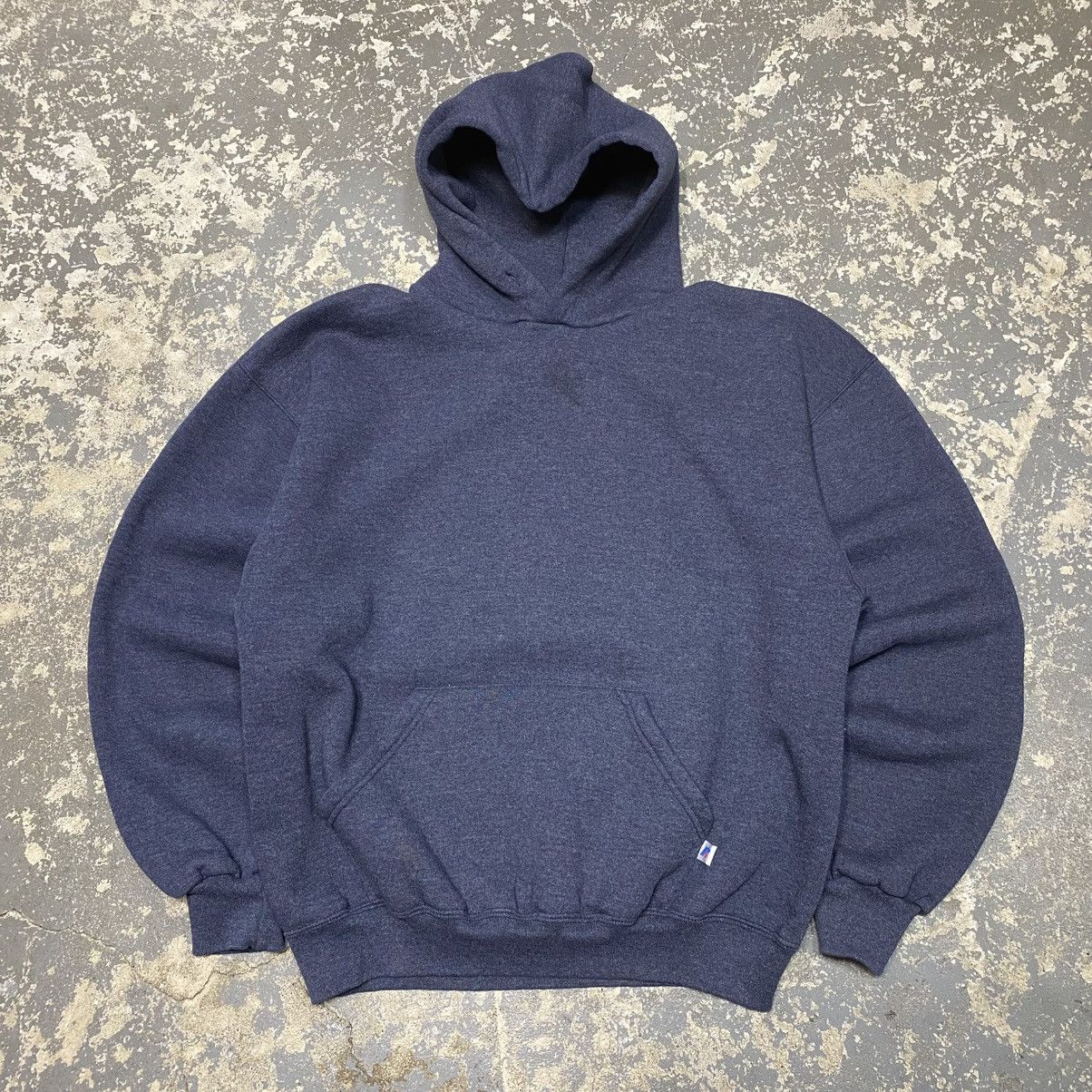 Russell Athletic × Vintage Vintage Russell Athletic Grey/Navy Blank Boxy Hoodie Size US L / EU 52-54 / 3 - 1 Thumbnail