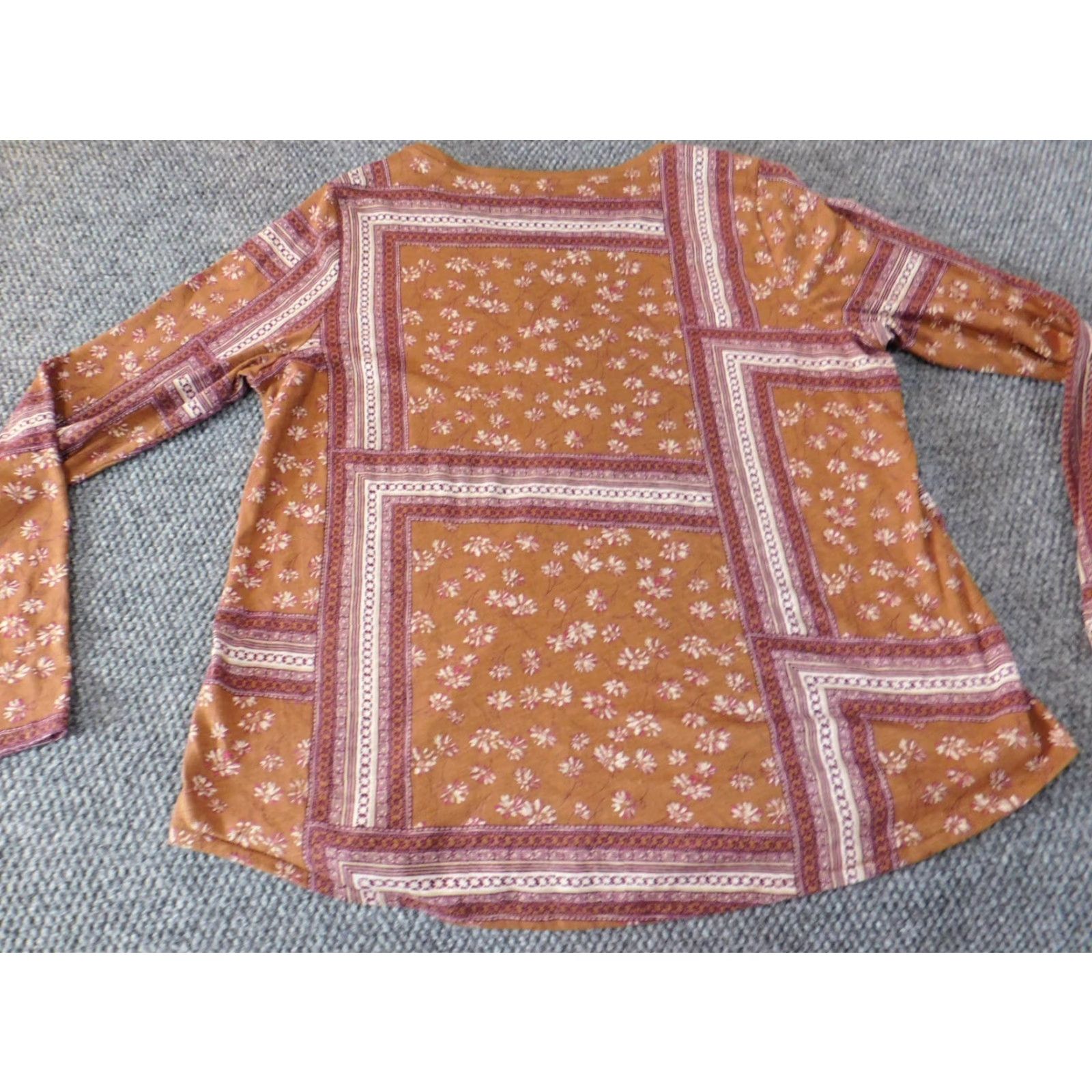 Vintage Sonoma Womens Blouse XL Red Pullover Crew Neck Long Sleeve Stretch Floral Top Everyday Tee Size XL / US 12-14 / IT 48-50 - 6 Thumbnail