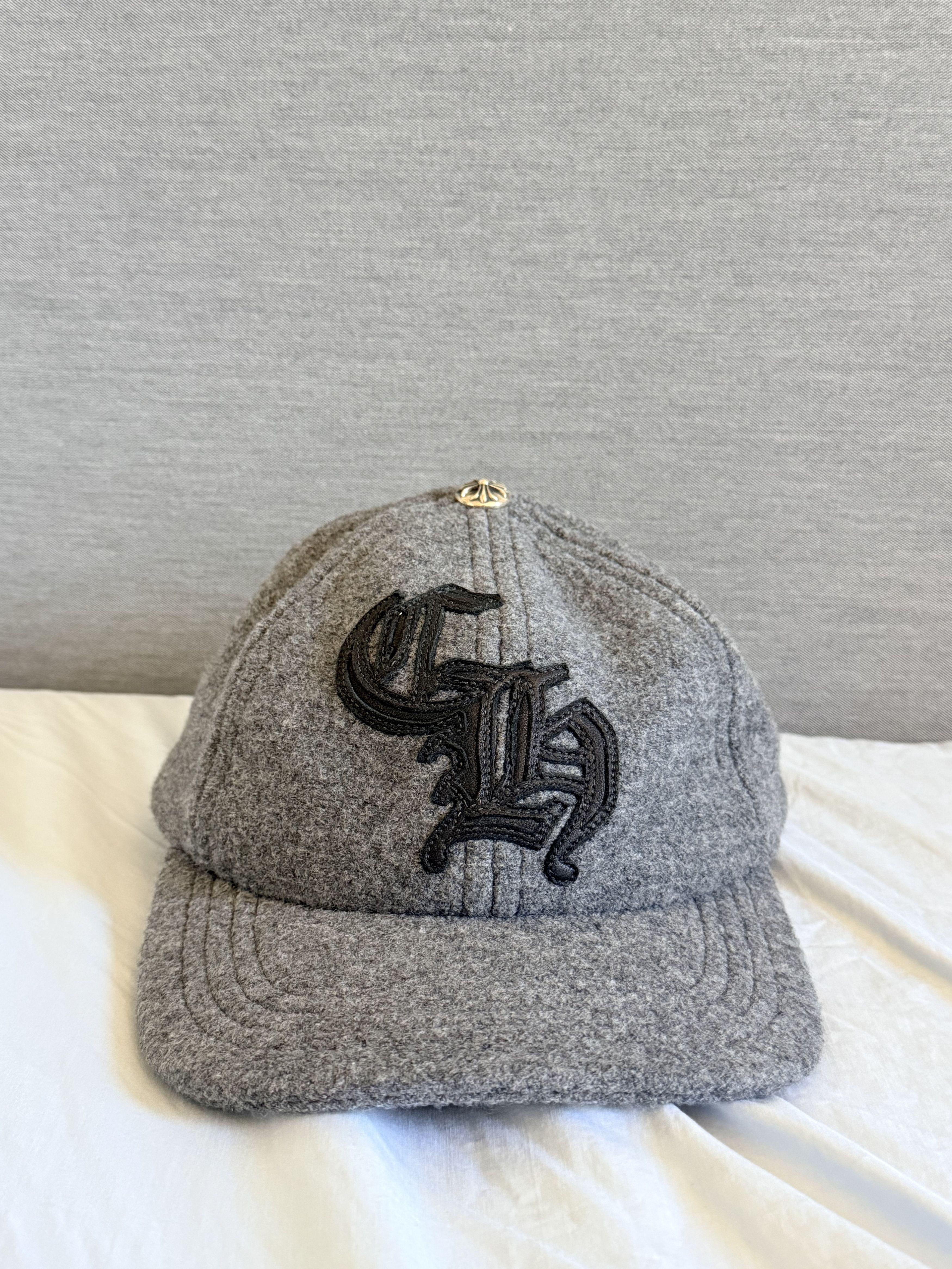 Chrome Hearts Chrome Hearts GREY Wool Leather CH Logo Cap Size ONE SIZE - 1 Thumbnail