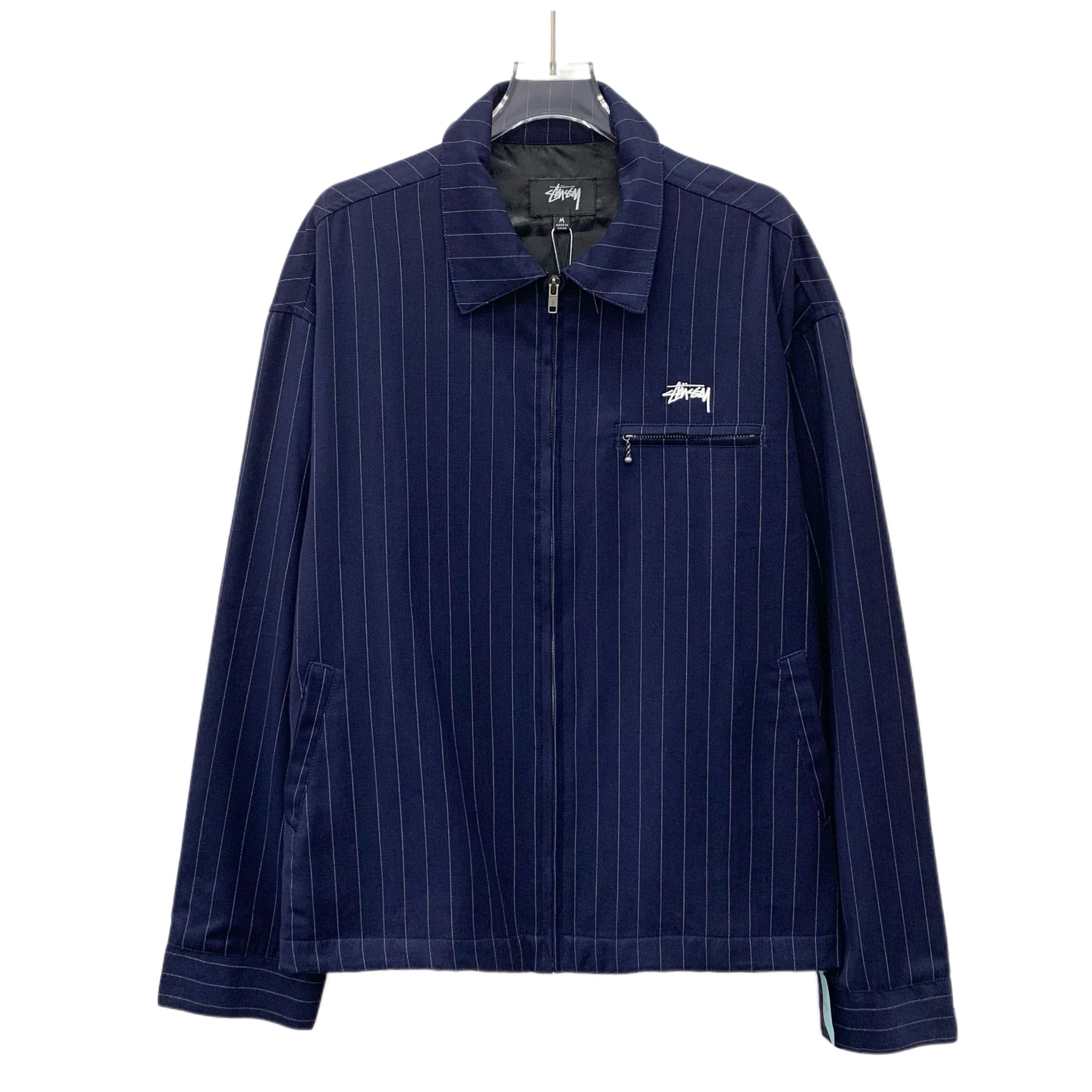 Stussy Stussy x CDG Stripe Logo Zip Jacket Navy (M) Size US M / EU 48-50 / 2 - 1 Thumbnail
