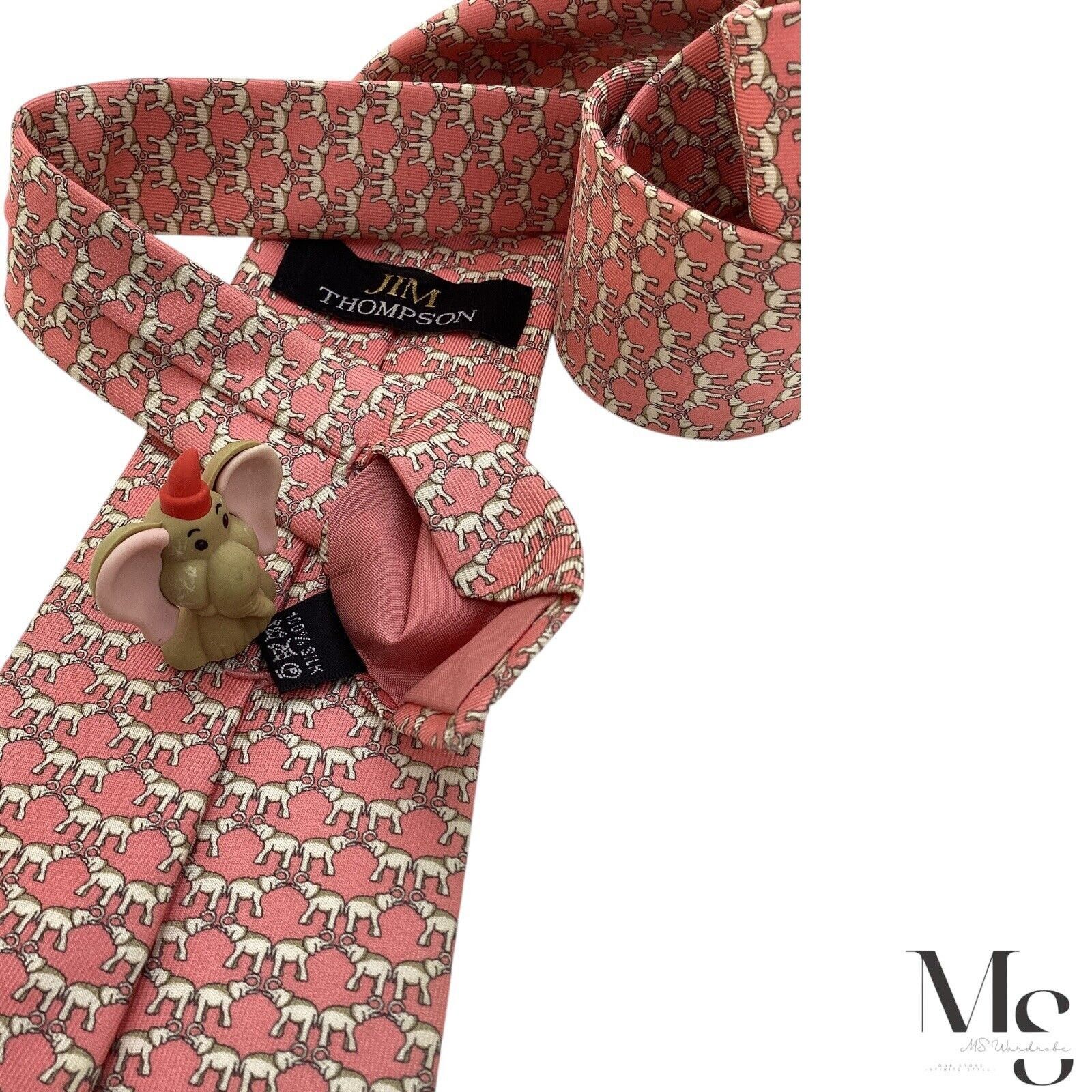 Jim Thompson JIM THOMPSON Pink Elephant Print Silk Tie Made In Thailand W Size ONE SIZE - 6 Thumbnail