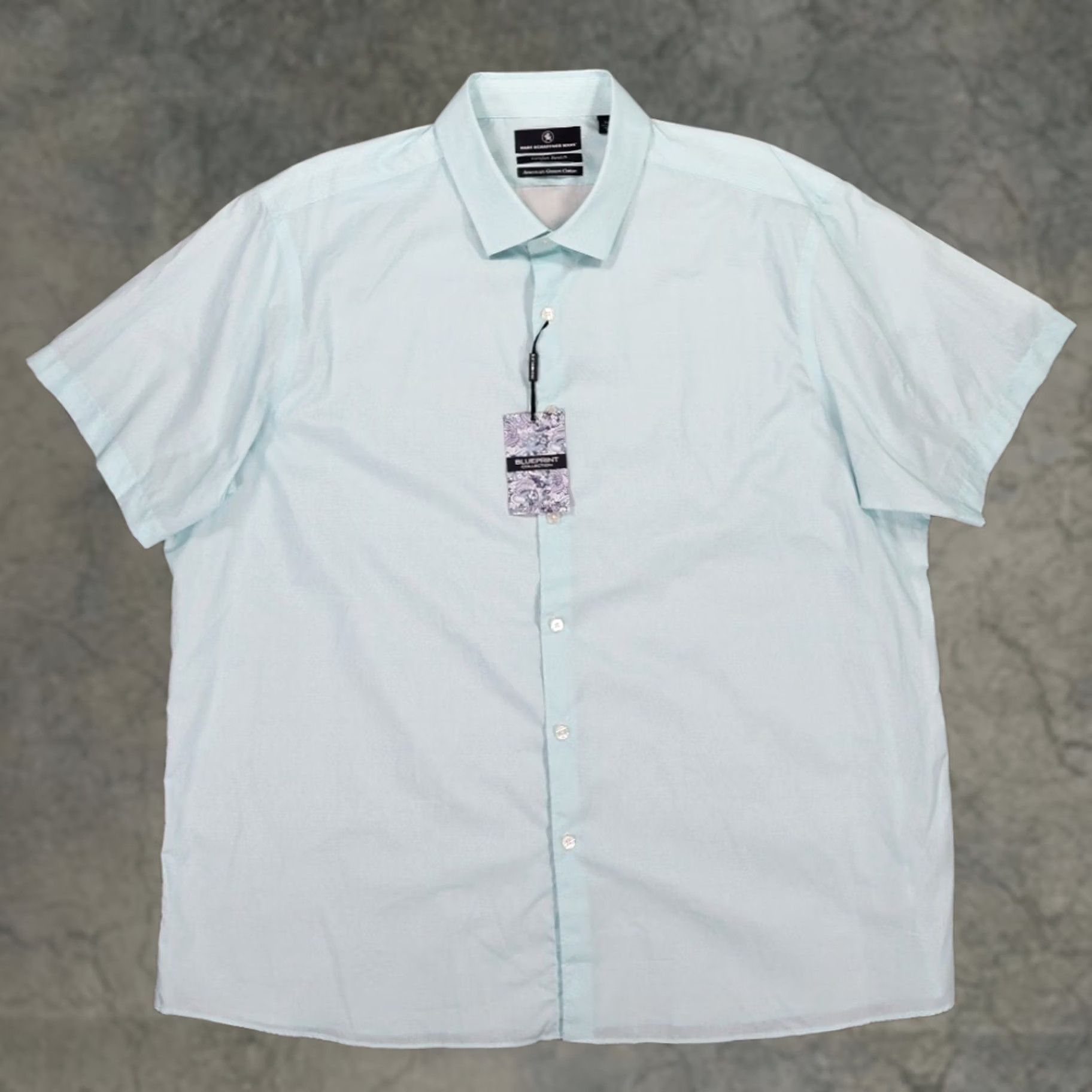 Hart Schaffner Marx Hart Schaffner Marx Button Down Shirt Mens XXL Light Blue Paisley Cotton Short Sleeve NWT Size US XXL / EU 58 / 5 - 1 Thumbnail