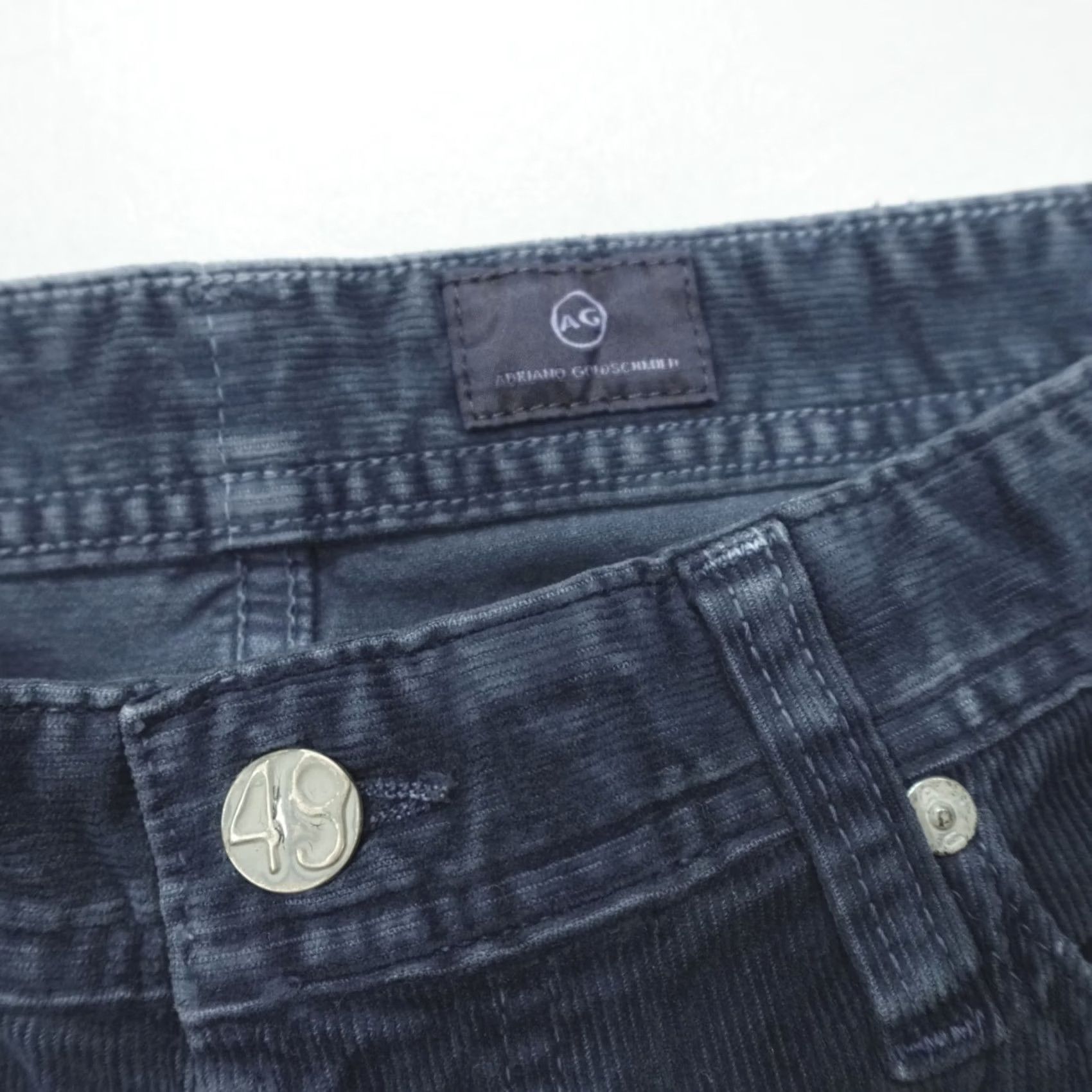 Vintage AG Adriano Goldschmied Jeans The Graduate Tailored Leg Men’s 31x30 Corduroy Blue Size US 31 - 3 Thumbnail