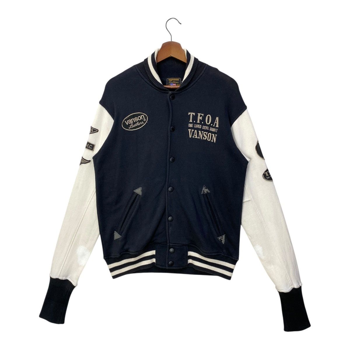 Vanson Leather Varsity Jacket Heavy Cotton Motorcycle Jacket