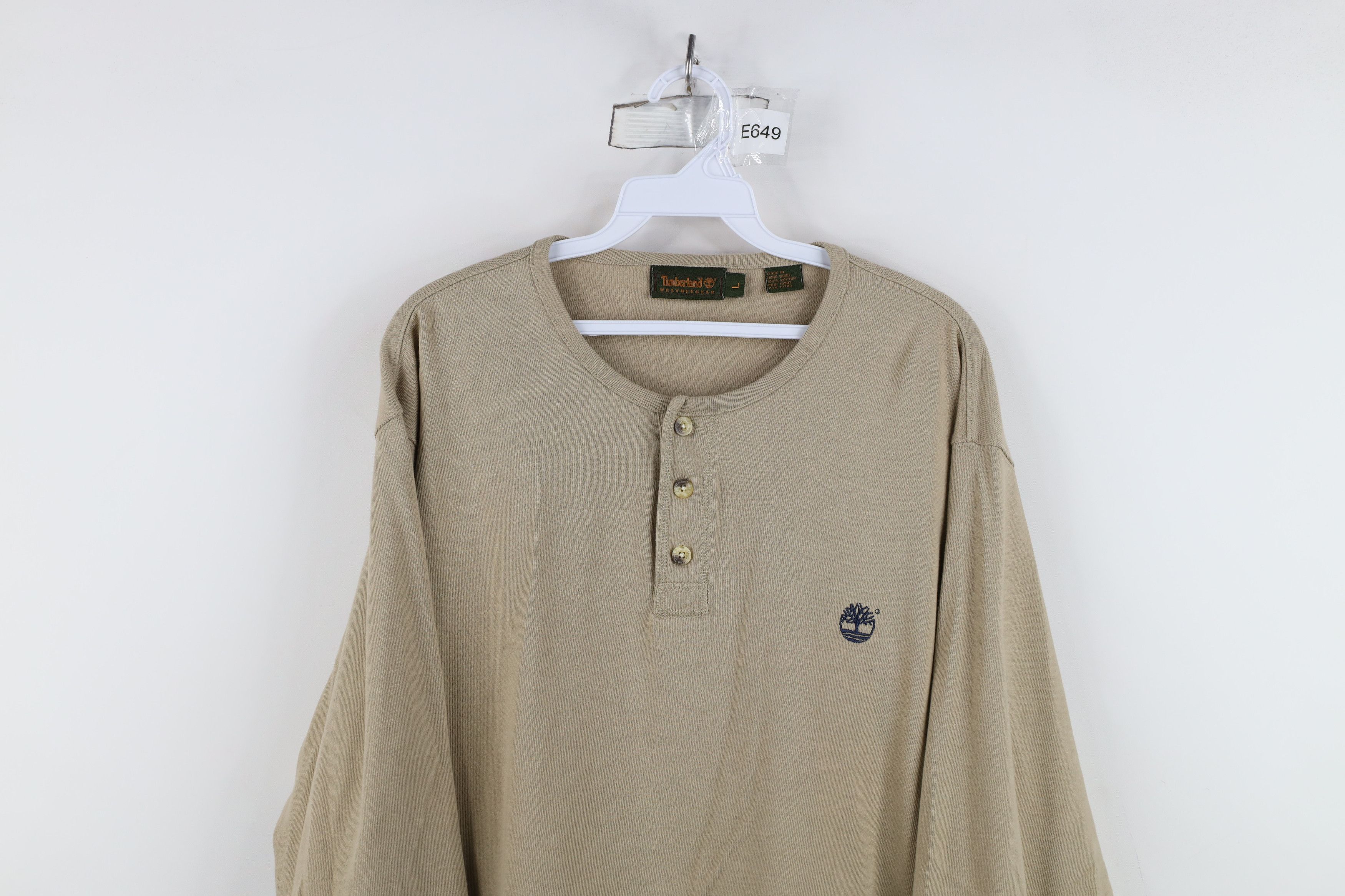 Timberland Vintage 90s Timberland Knit Long Sleeve Henley T-Shirt Size US L / EU 52-54 / 3 - 2 Thumbnail