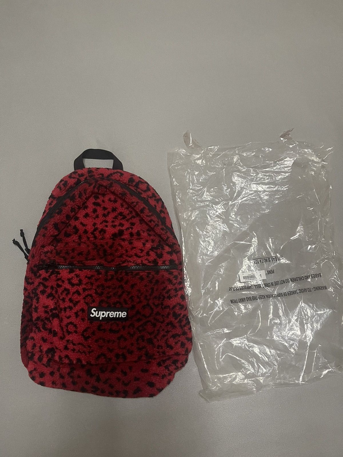 Pre-owned Supreme Leopard Fleece Backpack Red