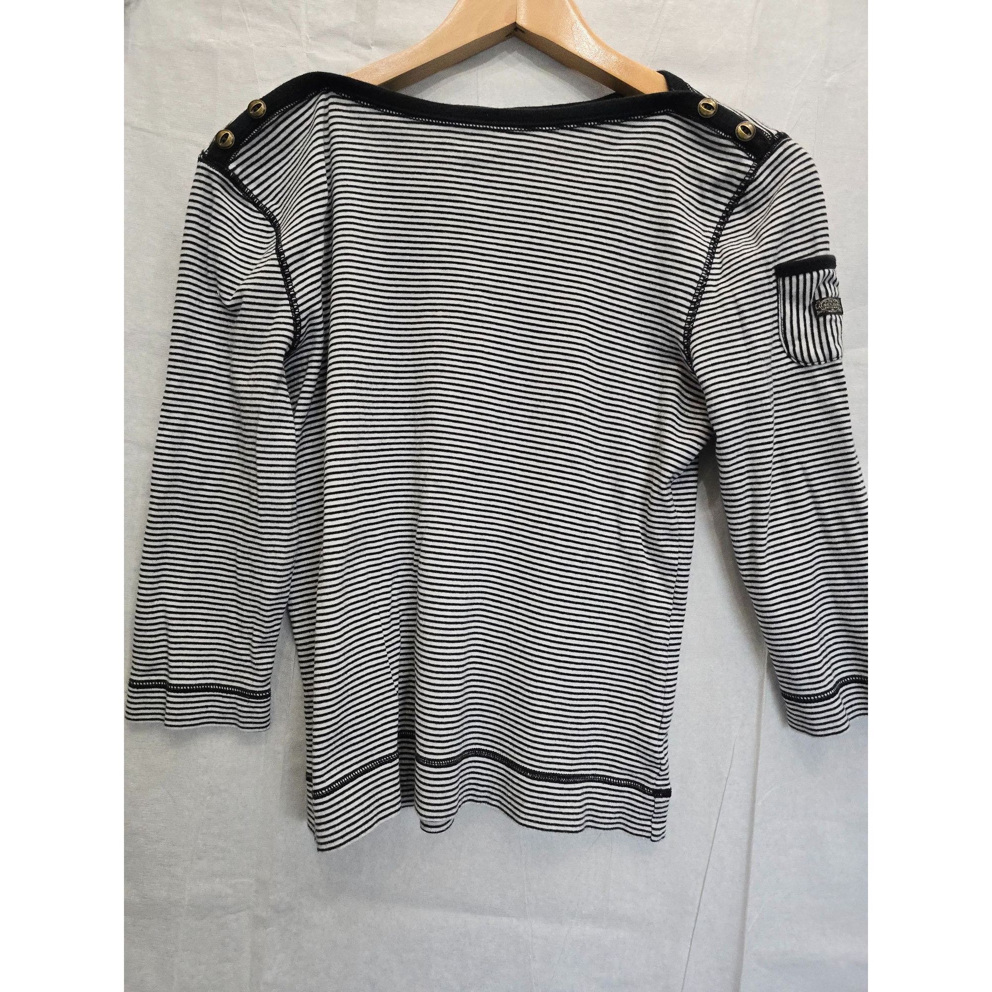 Polo Ralph Lauren LAUREN JEANS RALPH LAUREN Top Cotton Striped Boat Neck 3/4 S Size L / US 10 / IT 46 - 1 Thumbnail