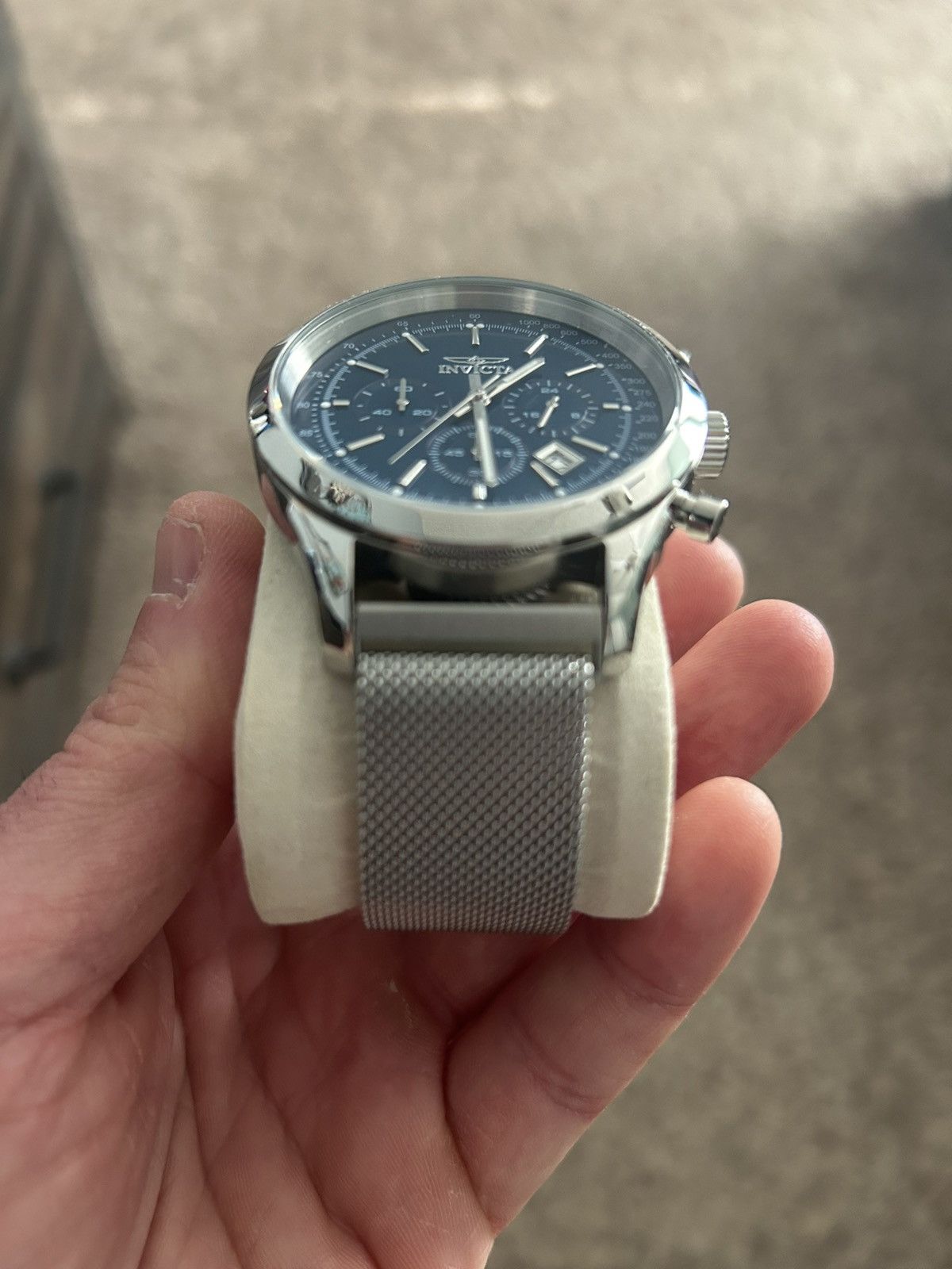 Invicta Invicta Blue Dial Silver Chronograph Watch Size ONE SIZE - 3 Thumbnail