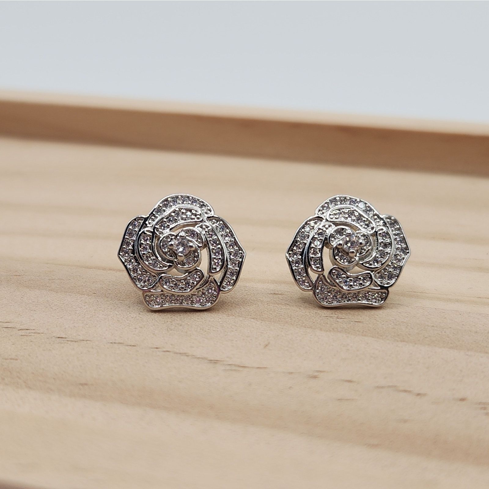 Other Elegant Camellia Flower Stud Earrings - Cubic Zirconia Size ONE SIZE - 16 Thumbnail