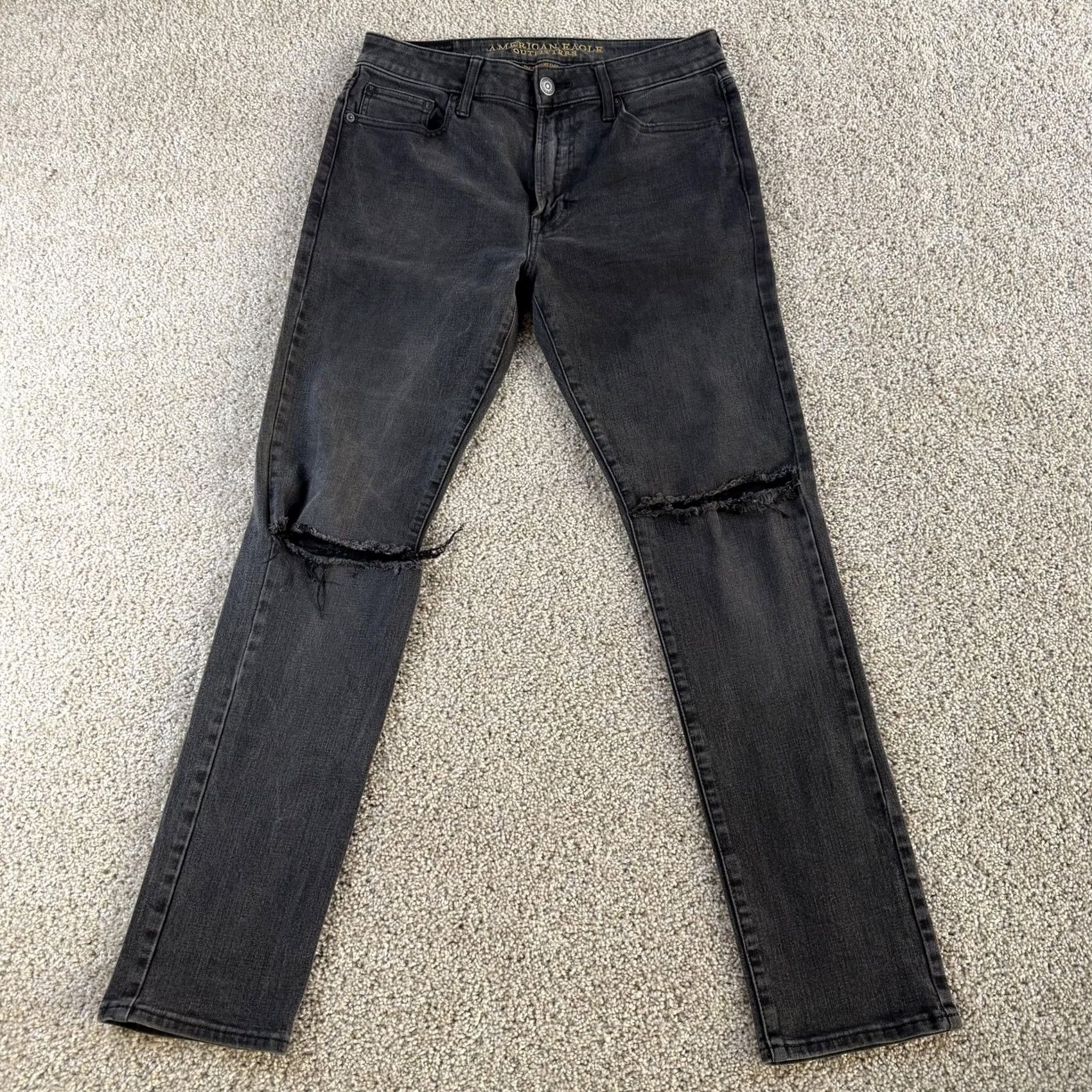 American Eagle Outfitters Mens American Eagle Jeans 31x32 Charcoal Gray Distressed 360 Extreme Flex Size US 31 - 2 Thumbnail