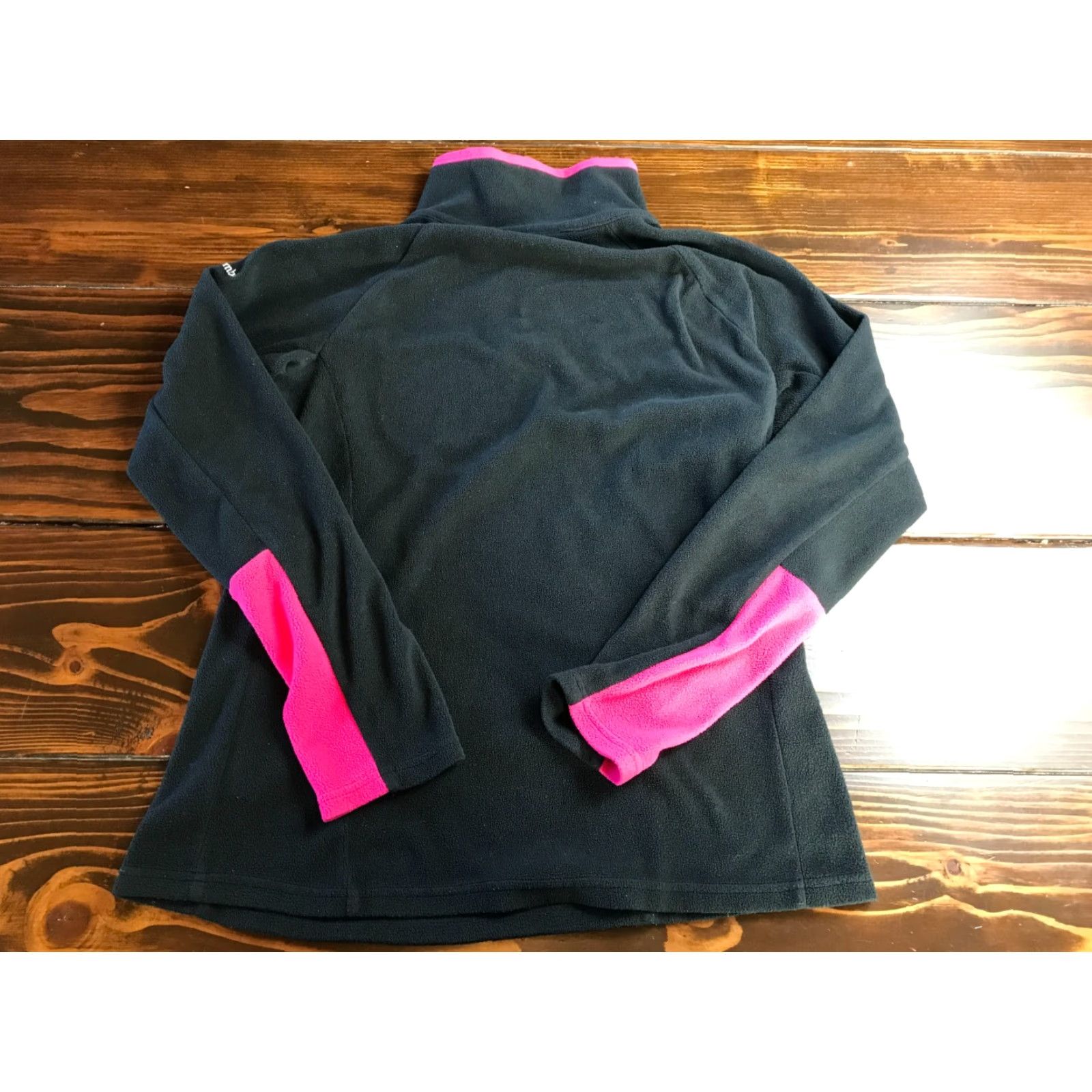 Vintage Columbia Jacket Women's Medium Black Pink Quarter Zip Fleece Size M / US 6-8 / IT 42-44 - 2 Thumbnail