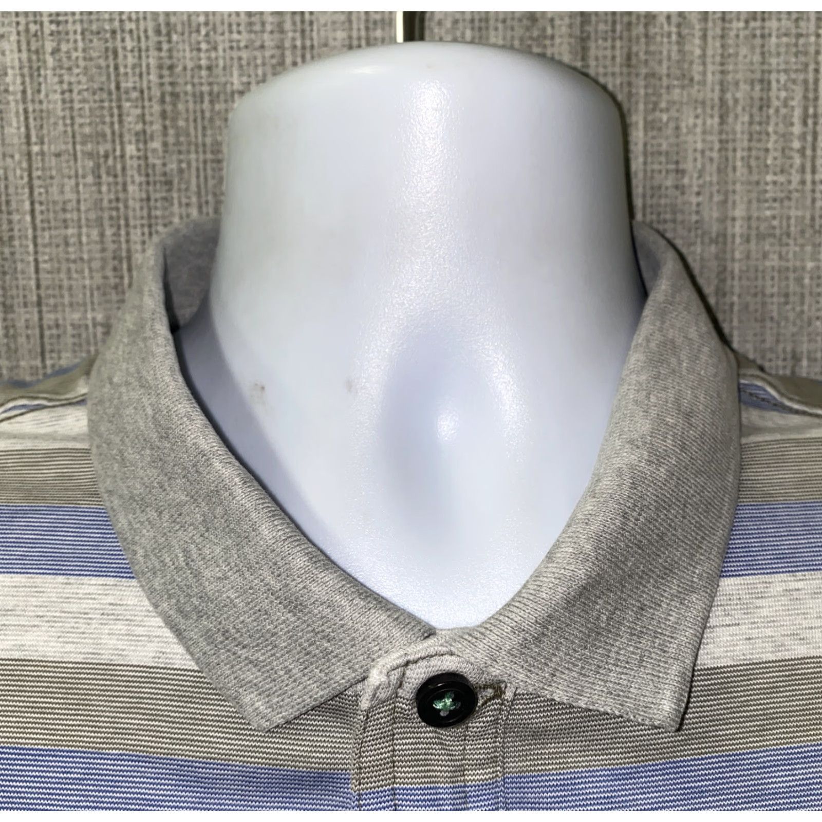 Vintage Linksoul Mens Polo Shirt Short Sleeve Striped Golf Size L Gray/Blue Size US L / EU 52-54 / 3 - 3 Thumbnail