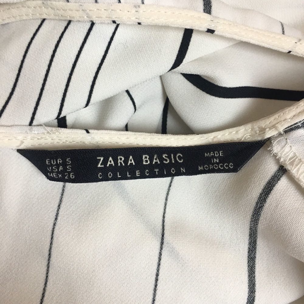 Zara Zara White Striped Peplum Sleeveless Blouse | Size S Size S / US 4 / IT 40 - 5 Thumbnail