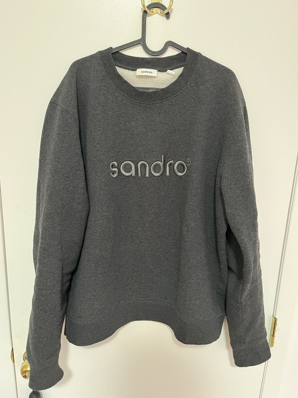 Sandro Sandro Gray Logo Embroidered Crew Neck Size US XL / EU 56 / 4 - 3 Thumbnail