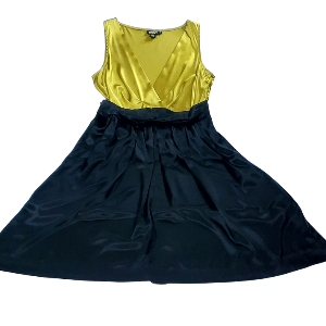 DKNY DKNY Women's Gold DKNY Gold Midi VNeck Side Zip Pleated Size M / US 6-8 / IT 42-44 - 4 Thumbnail