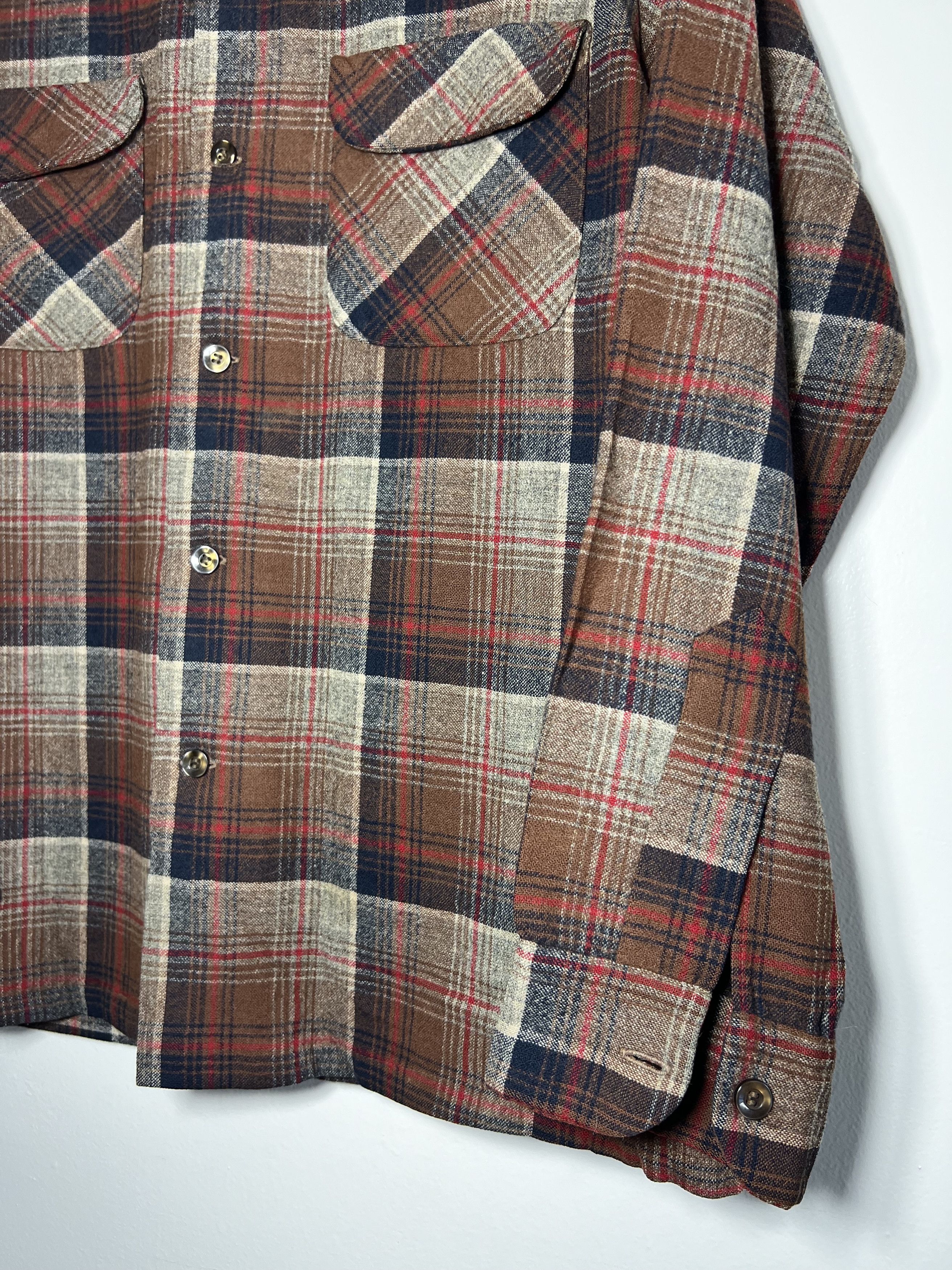 Pendleton × Vintage Vintage 1960's-1970's Pendleton Red Blue Brown Plaid Shirt Size US M / EU 48-50 / 2 - 5 Thumbnail