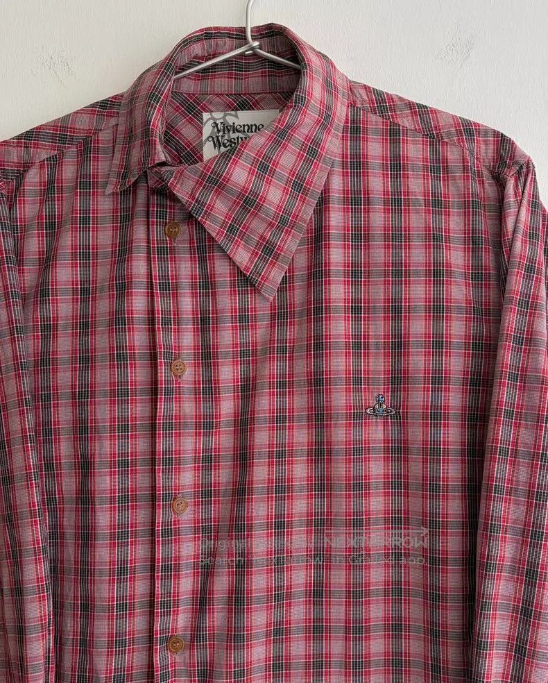 Vivienne Westwood Vivienne Westwood Asymmetric pointed collar court grid shi Size L / US 10 / IT 46 - 2 Thumbnail