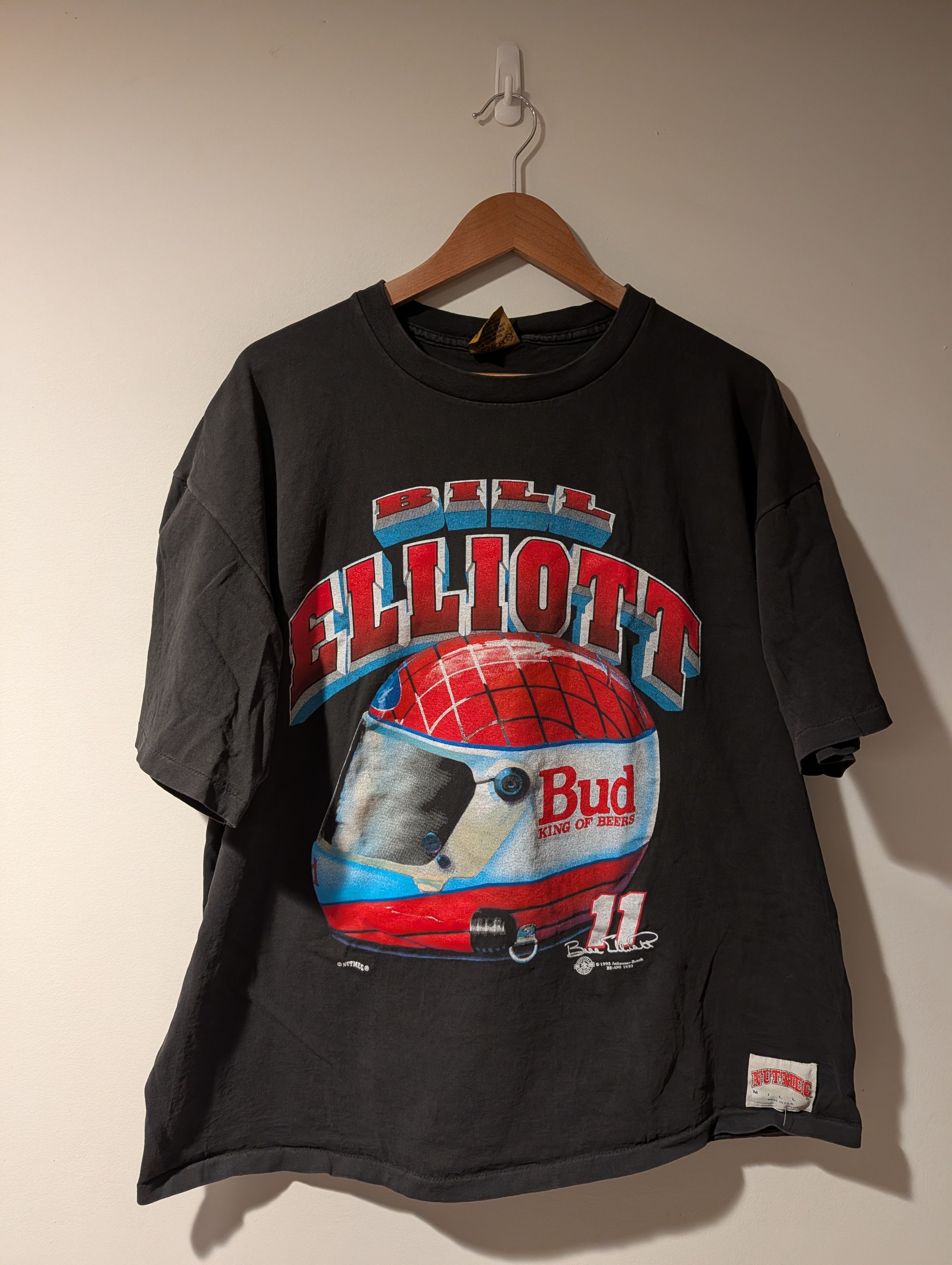 NASCAR Bill Elliott Budweiser NASCAR Helmet Nutmeg Vintage T-Shirt Size US XL / EU 56 / 4 - 1 Thumbnail