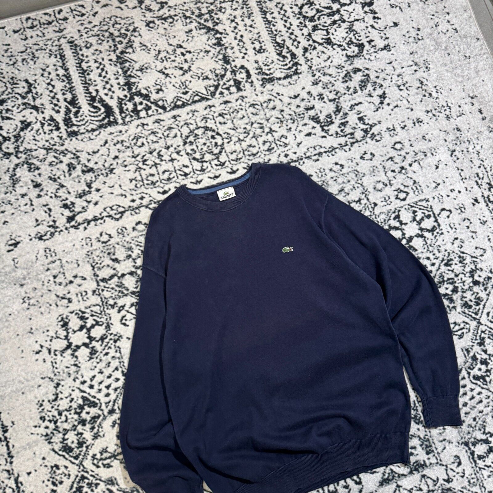 Lacoste × Vintage Vintage Lacoste Unisex Navy Blue Cotton Sweater Size L Size US L / EU 52-54 / 3 - 3 Thumbnail
