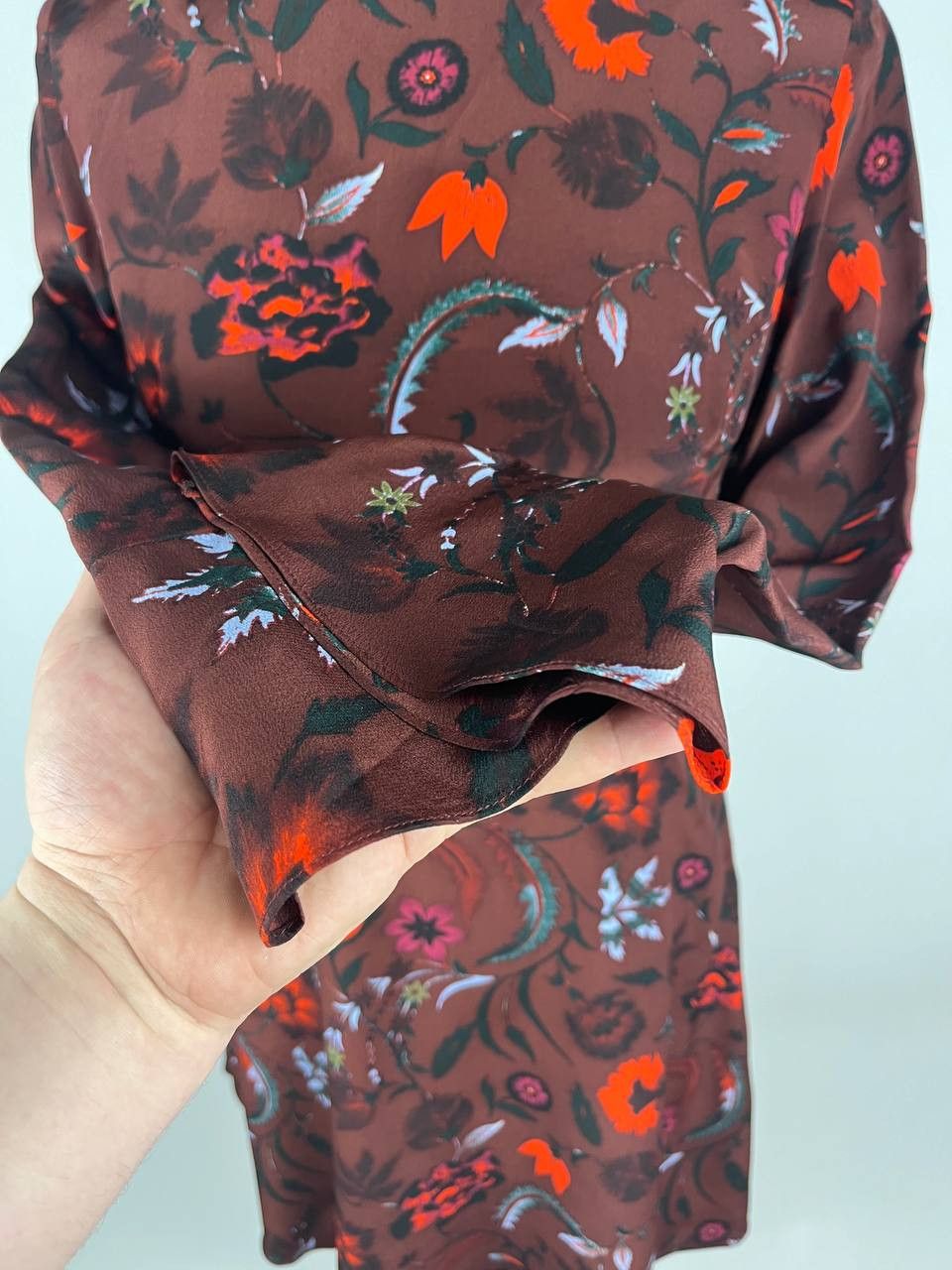 Designer × Sandro Sandro 100% Silk Dress Floral Print Bell Sleeves (0463) Size XS / US 0-2 / IT 36-38 - 6 Thumbnail