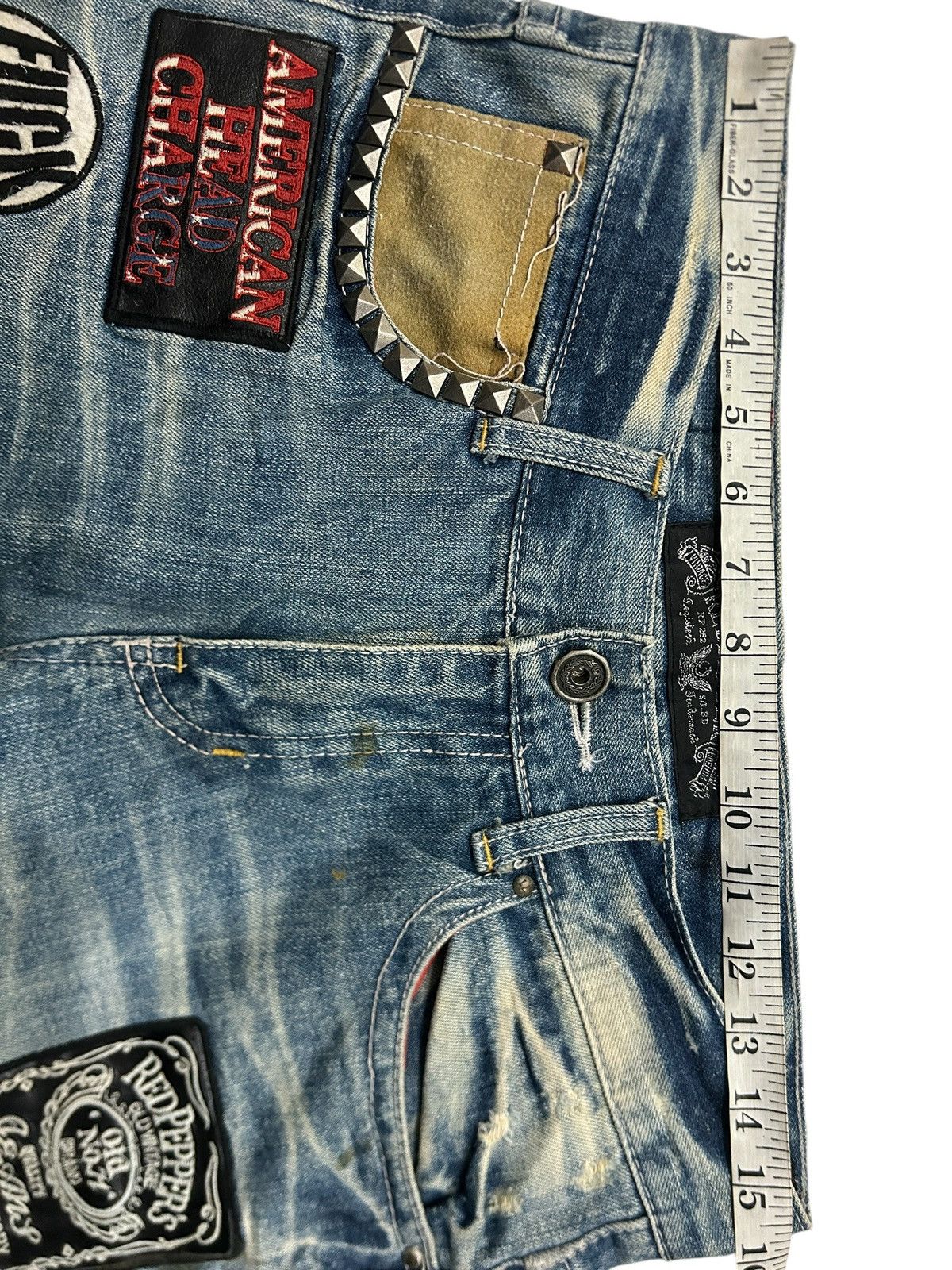 Japanese Brand Vintage Red Pepper Grunge Patchwork Distressed Trashed Jeans Size US 31 - 14 Thumbnail