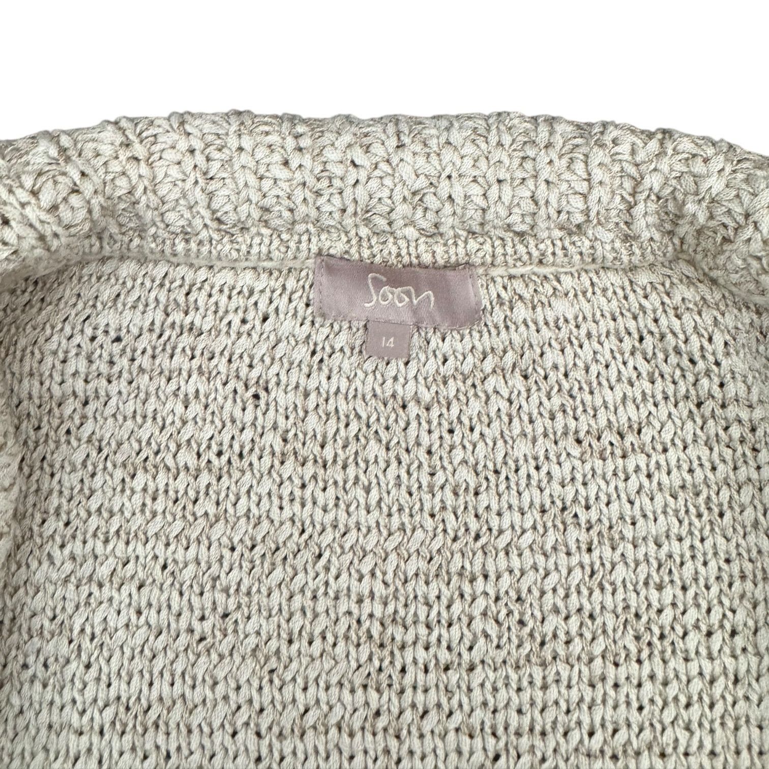 Other Soon Ecru and Gold Women’s Open Front Cardigan Size 14 Size XL / US 12-14 / IT 48-50 - 3 Thumbnail