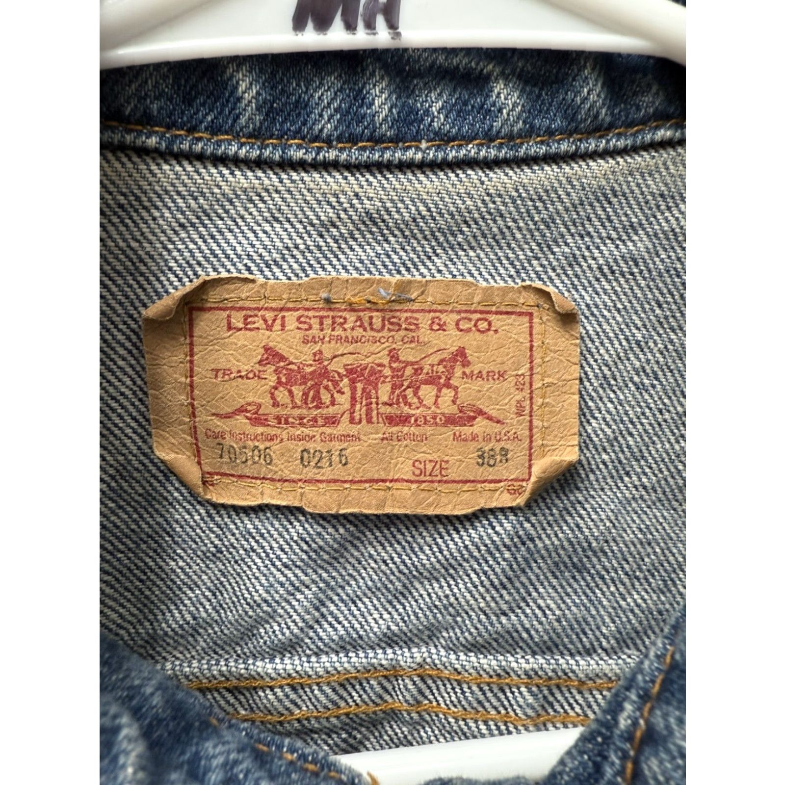 Levi's VINTAGE Levi’s Denim Trucker Jacket Coat 38R USA 80s Blue Cotton Outdoor Outerwear Mens Womens Size US XXS / EU 40 - 3 Thumbnail