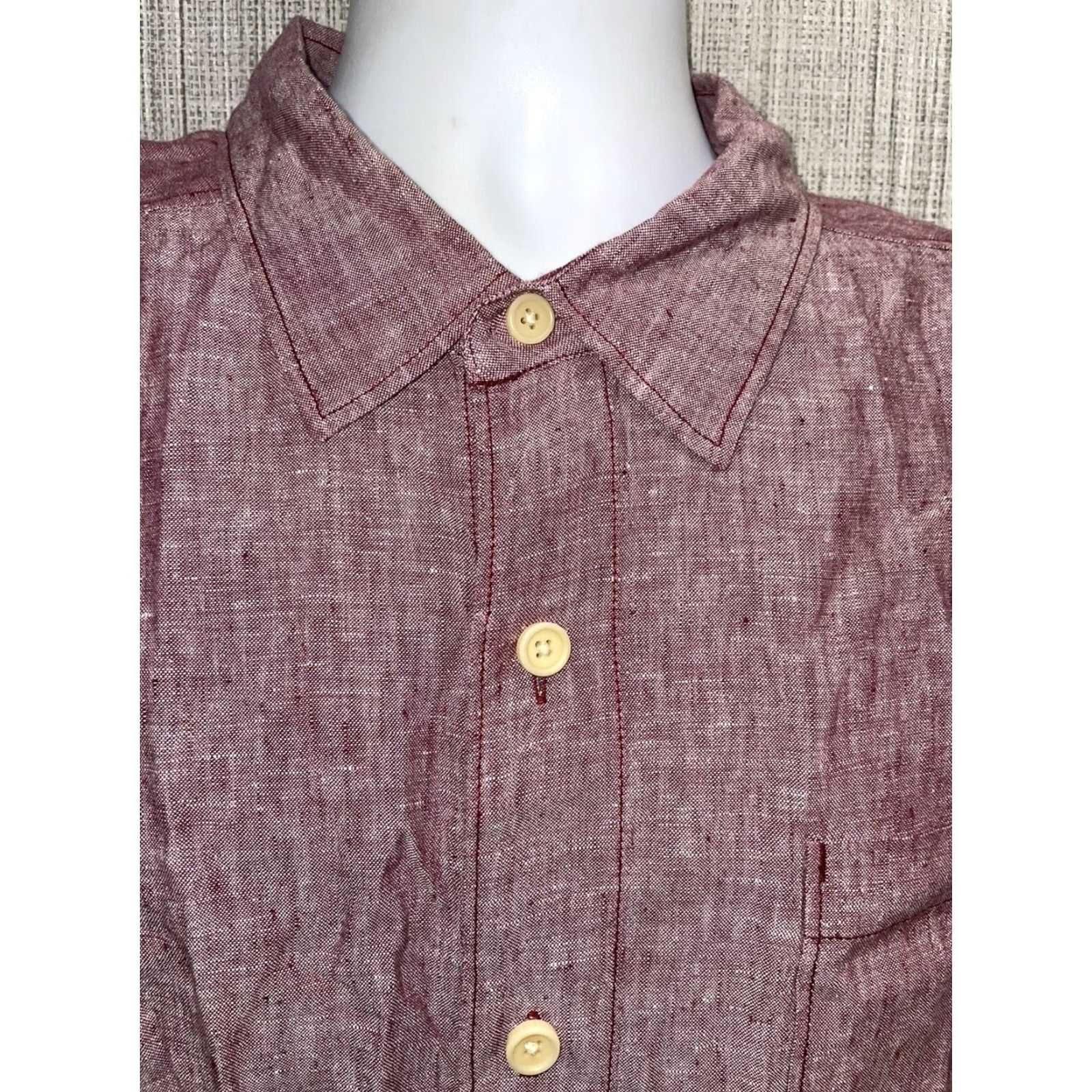 Tommy Bahama VINTAGE Tommy Bahama Shirt Men XL Red Linen Button-Down Short Sleeve 100% Linen Tropical Bahamas Mens Size US XL / EU 56 / 4 - 2 Thumbnail