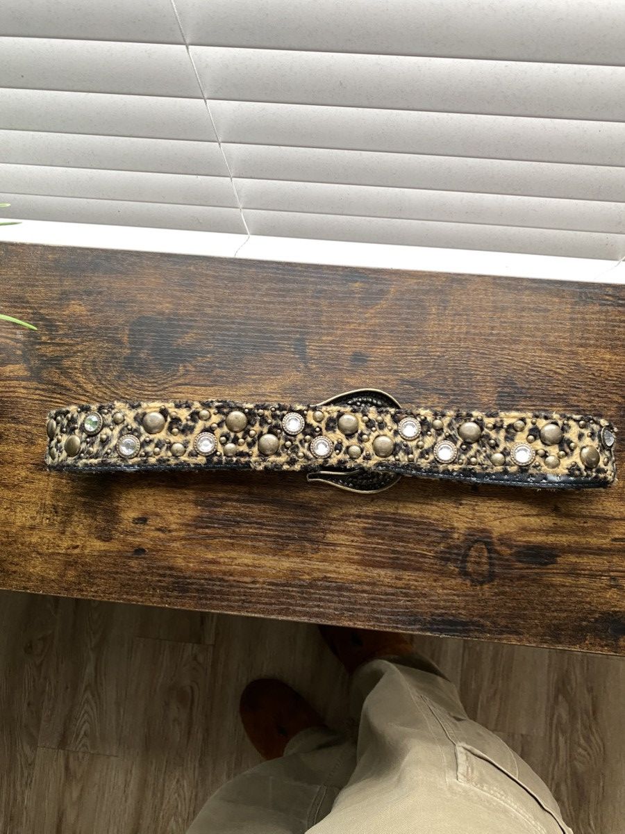 Other Y2K Black Leopard Crystal Studded Belt Size ONE SIZE - 4 Thumbnail
