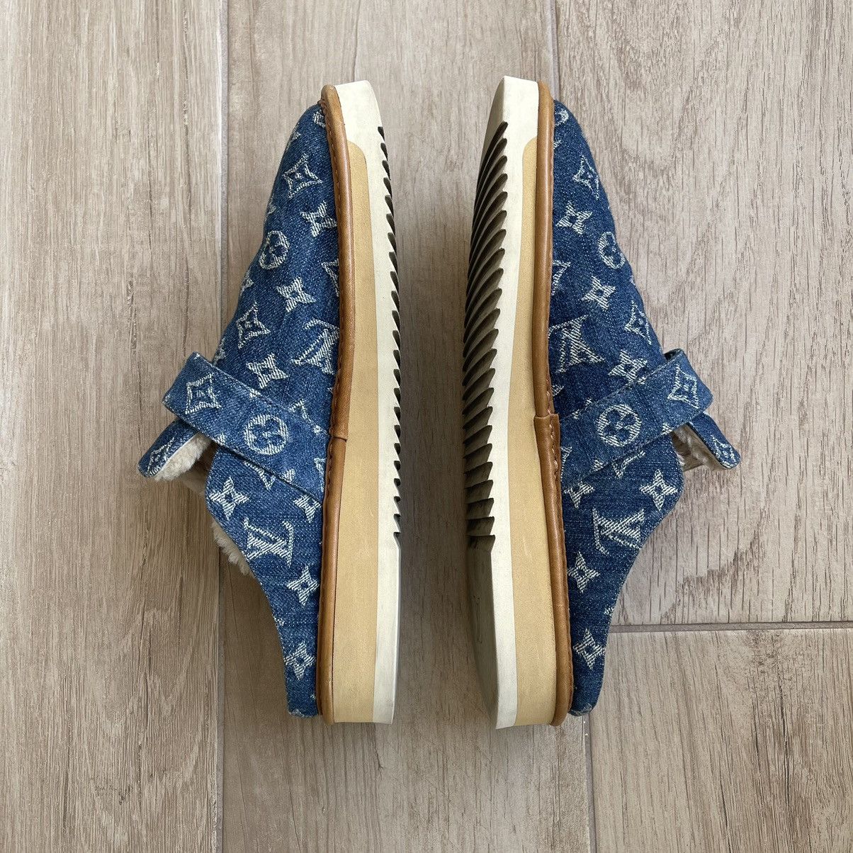 Louis Vuitton × Nigo Cosy Fur Denim Monogram Mule Slippers Size US 10 / EU 43 - 4 Thumbnail