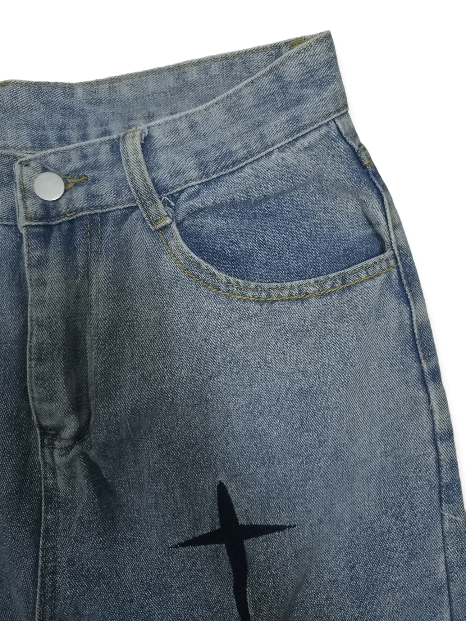 Japanese Brand Vintage Japanese Brand Cross Embroidered Baggy Jeans Size US 28 / EU 44 - 7 Thumbnail