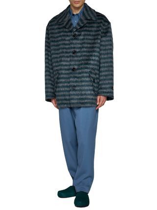 Marni o1s1v1n0724 Striped Coat in Dark Green Size US L / EU 52-54 / 3 - 5 Thumbnail