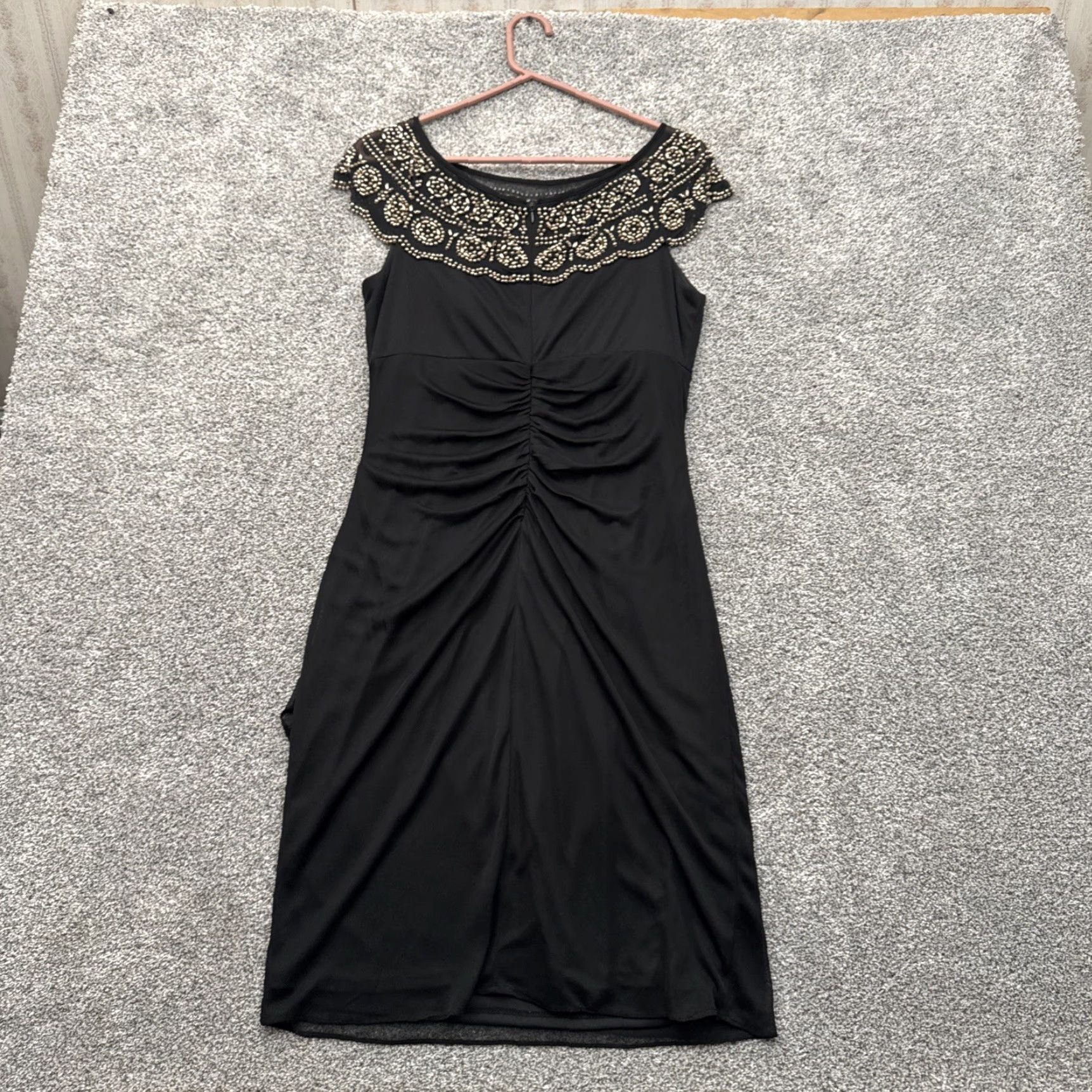 Vintage VINTAGE MSK Cocktail Dress Sz 10 Rhinestones LBD Elegant Glam Chic Date Night Party Midi Womens Size L / US 10 / IT 46 - 7 Thumbnail