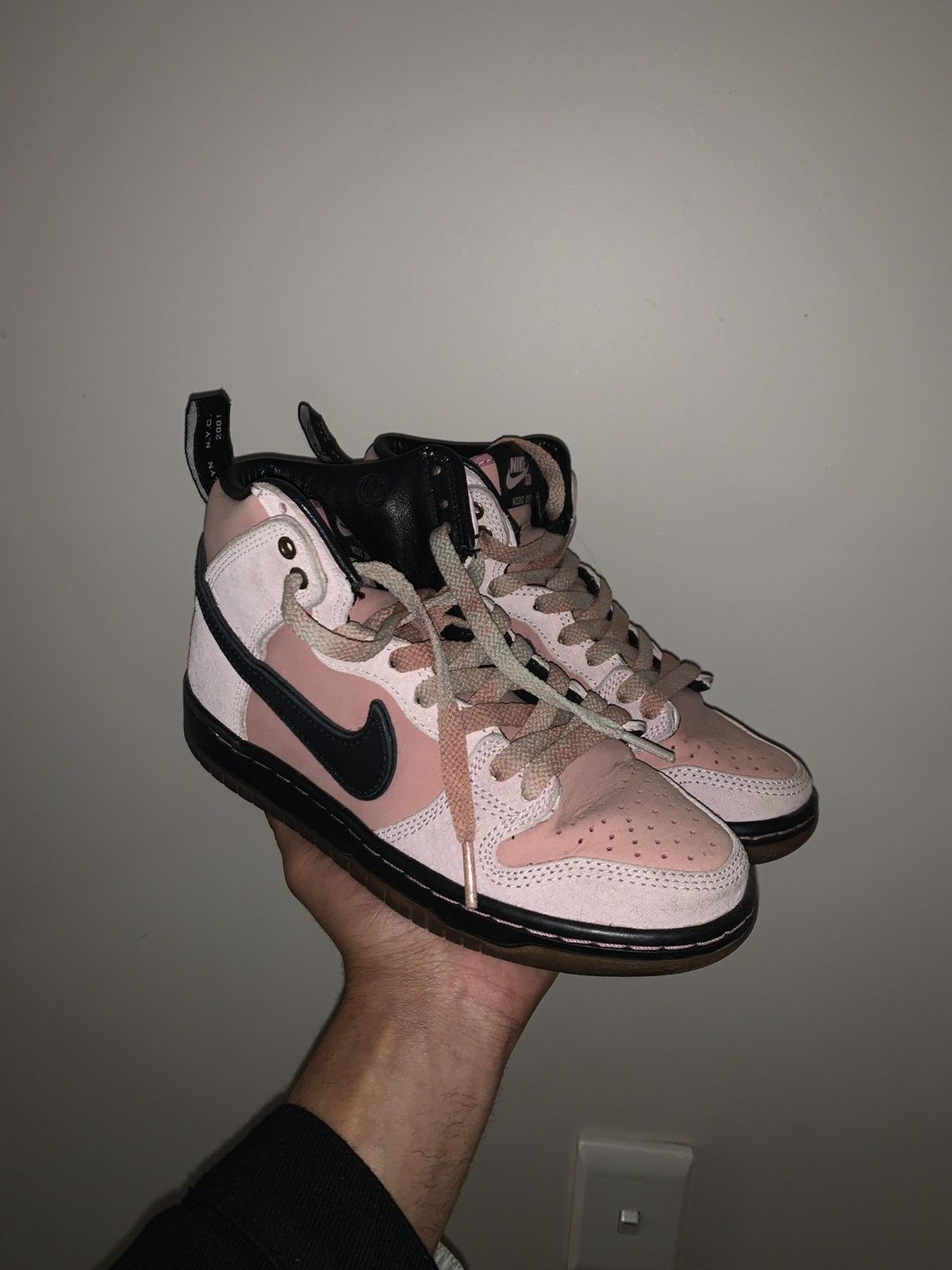 Nike KCDC Brooklyn Skateshop Nike SB Dunk High Pink Black (Men's) Size US 6 / IT 36 - 2 Thumbnail
