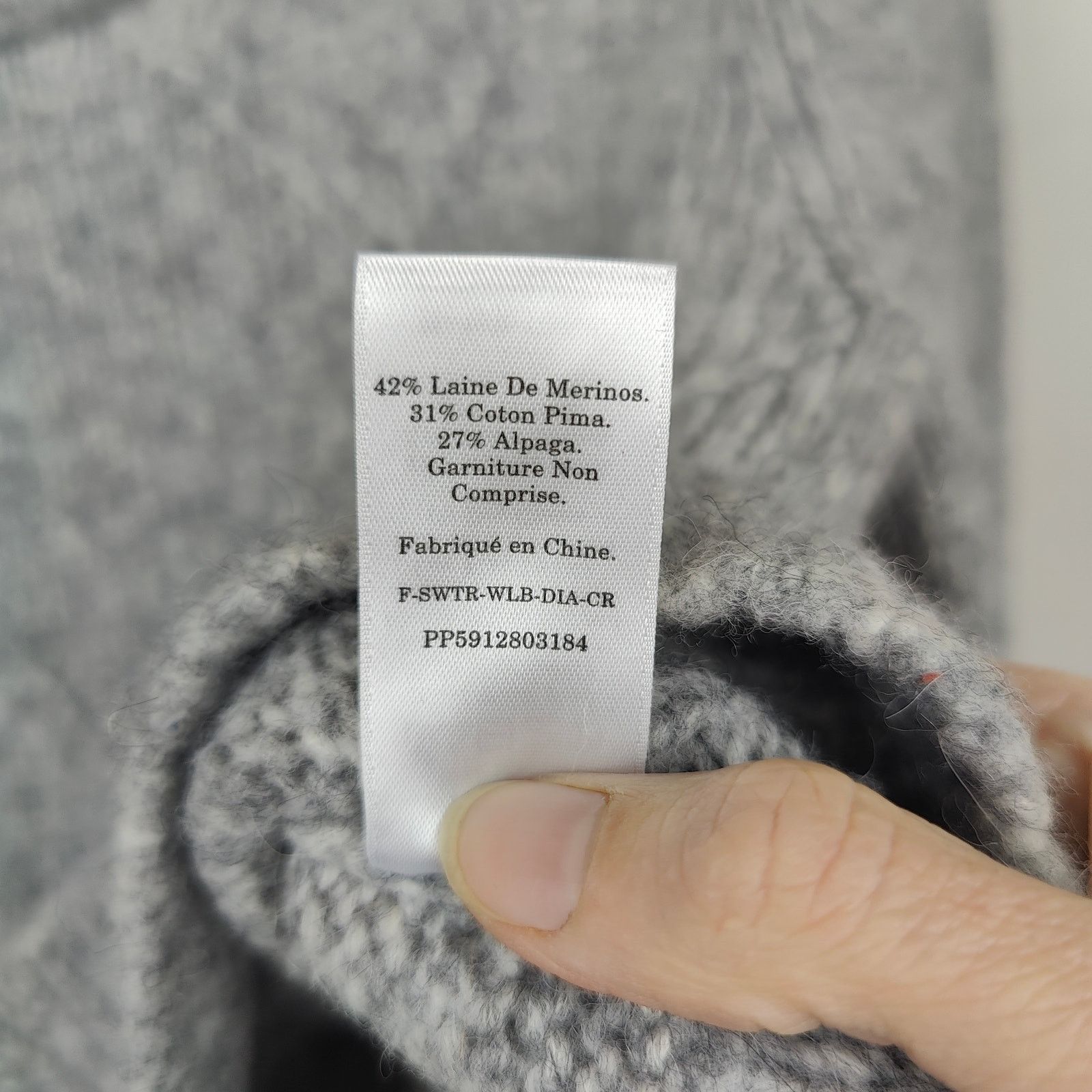 Everlane Everlane The Diamond-stitch Cloud Crew Sweater Women XS Gray Size XS / US 0-2 / IT 36-38 - 7 Thumbnail