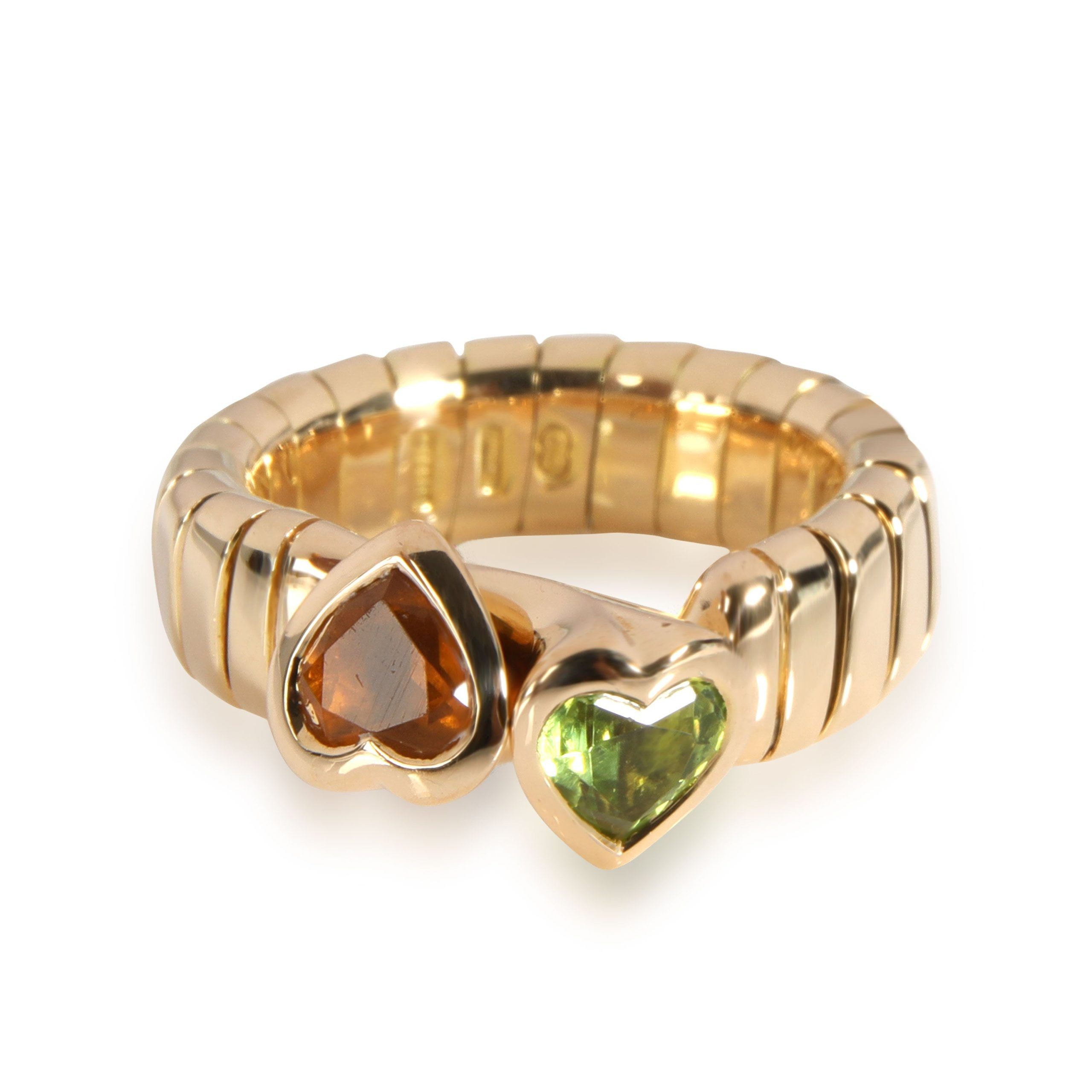 Bulgari Tubogas Bypass Heart Ring in 18K Yellow Gold