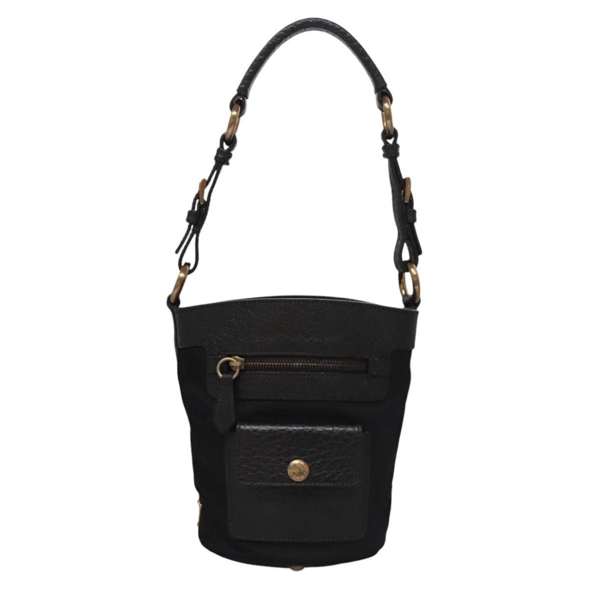Prada PRADA Hand Bag Nylon Leather Black Gold Size ONE SIZE - 2 Thumbnail