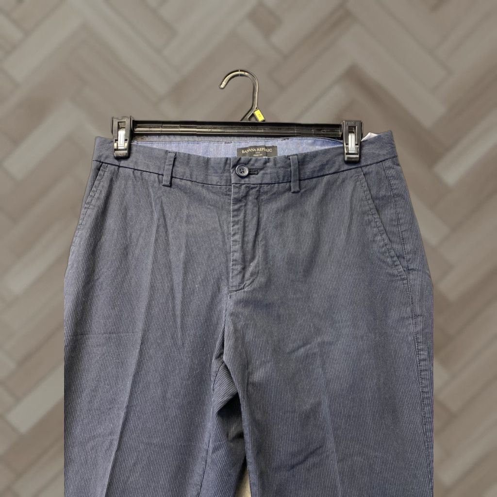Banana Republic Banana Republic Chino Pants Men’s 32x32 Dark Gray Stripe /0632 Regular Fit Flat Front Cotton Twill Casual Pants Mens Size US 32 / EU 48 - 1 Thumbnail