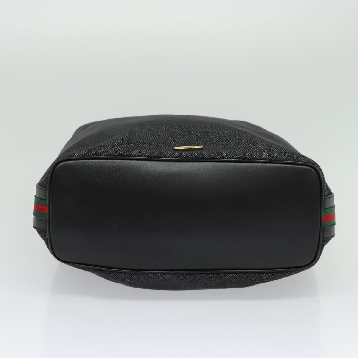 Gucci GUCCI Web Sherry Line Shoulder Bag Canvas Black Gold Size ONE SIZE - 9 Thumbnail