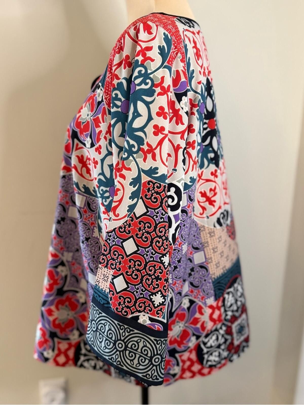 Other Bob Mackie tunic top patchwork multicolored & pattern SZ LG Size L / US 10 / IT 46 - 3 Thumbnail